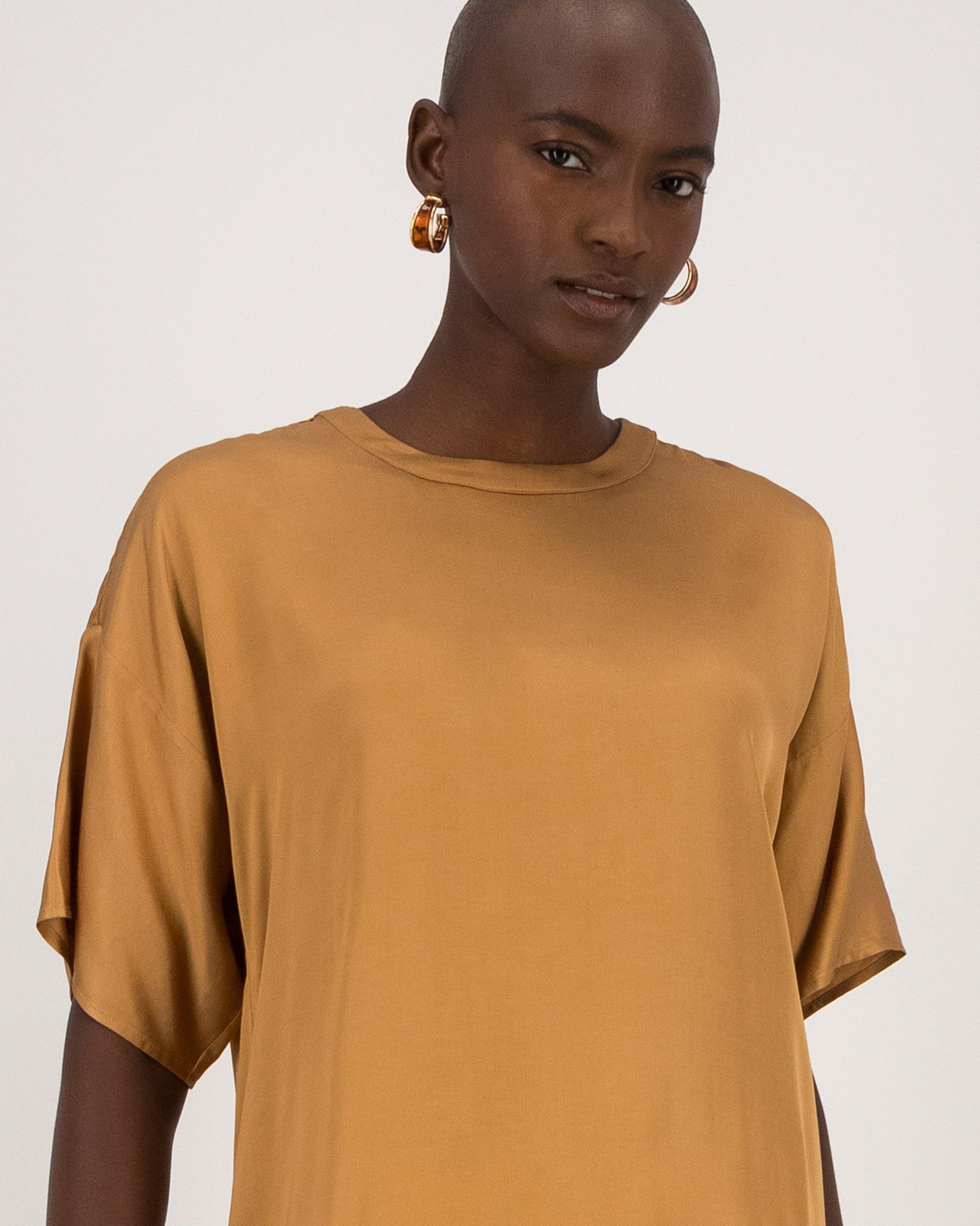 Sherah Sateen Asymmetric Woven Tee - Poetry Clothing Store