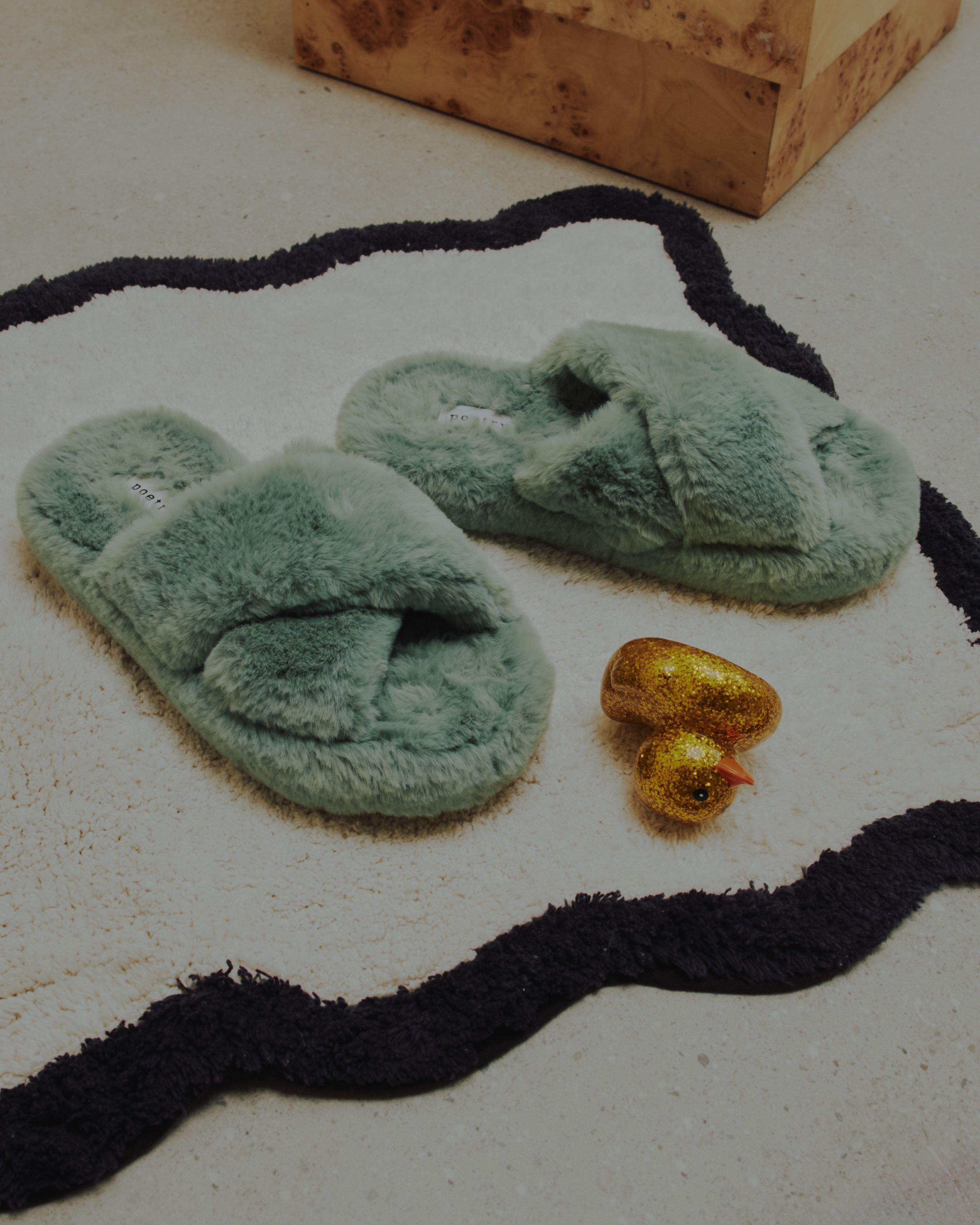 Tracy Fluffy Slipper -  Light Green