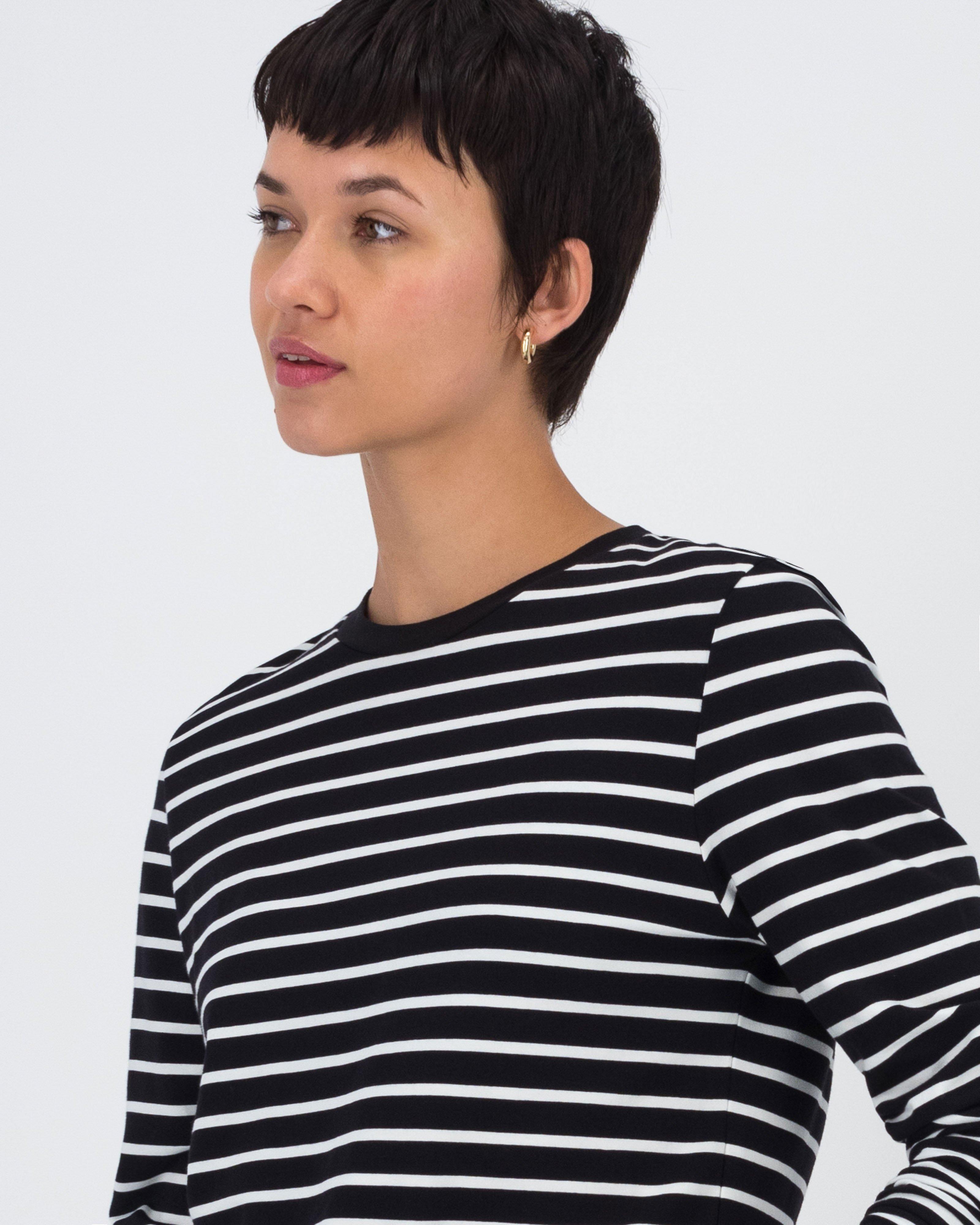 Arabella Striped Long Sleeve Top -  Milk
