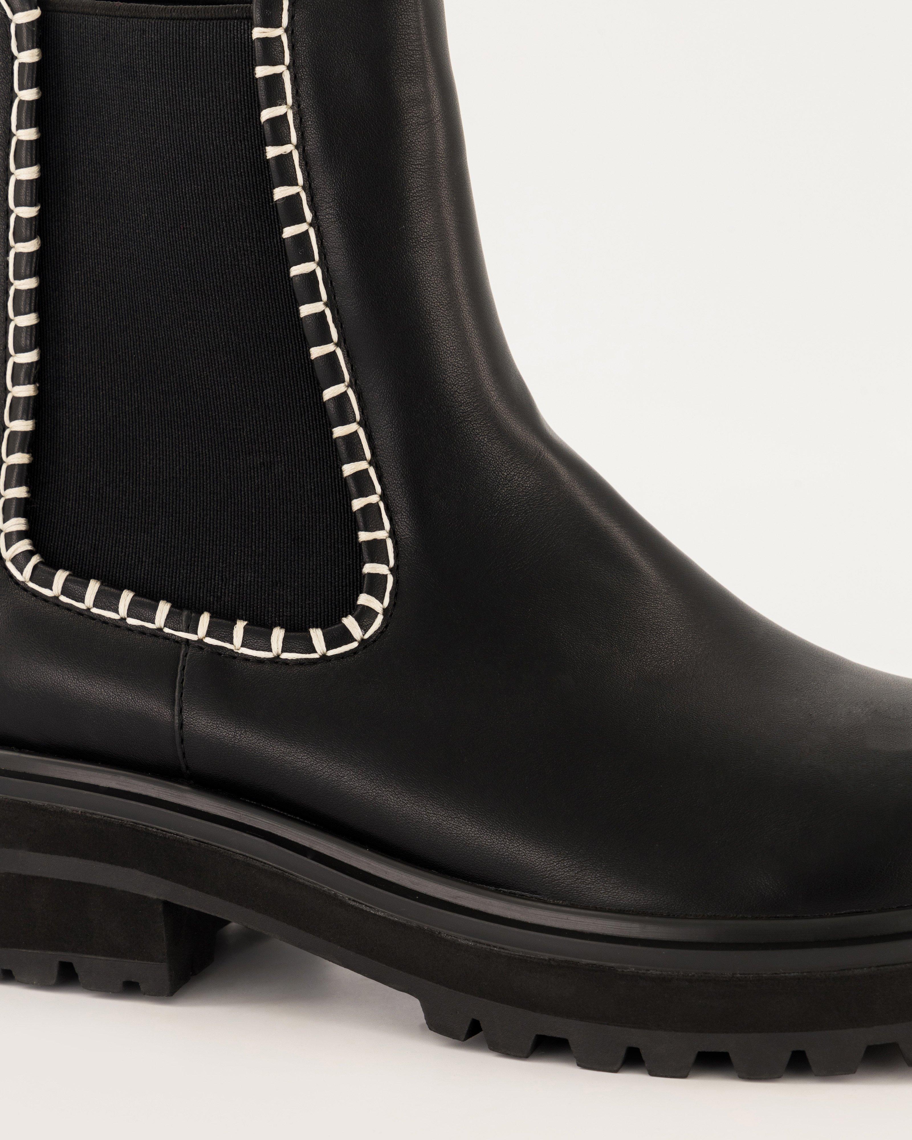 Zarah Stitch Detail Chelsea Boot -  Black