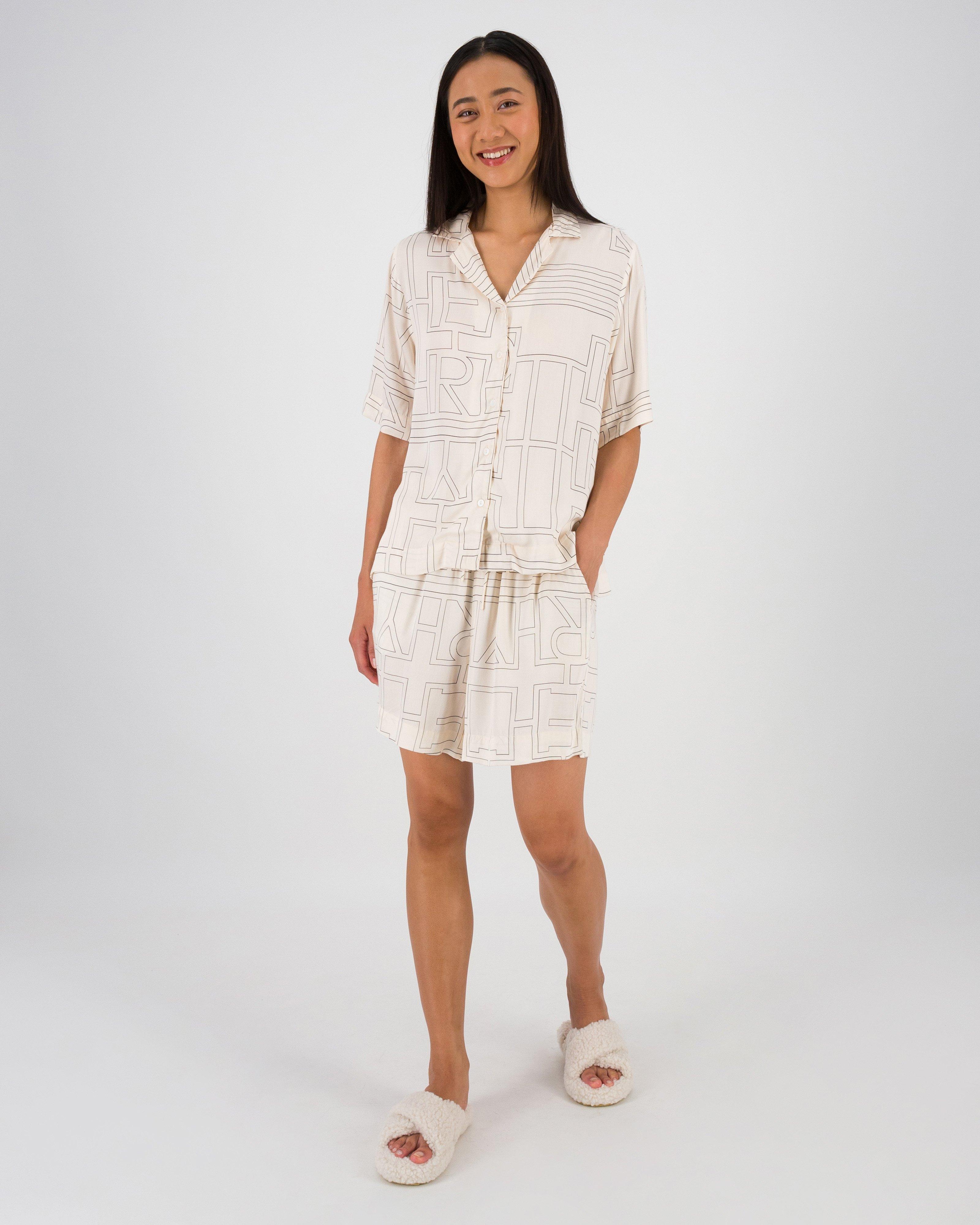 Nikol Monogram Short Sleep Set -  Milk
