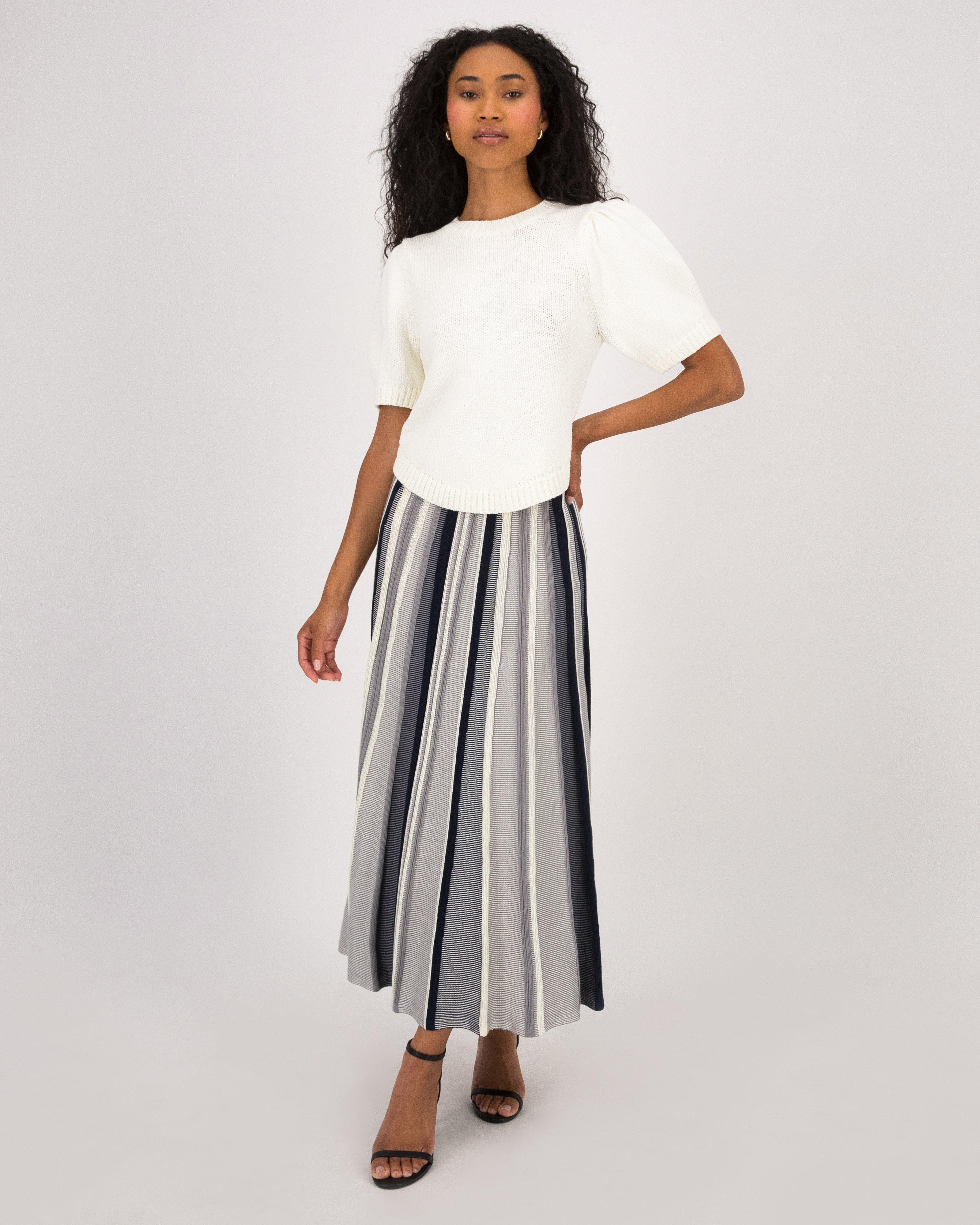 Maxine Flared Knitwear Skirt -  Navy