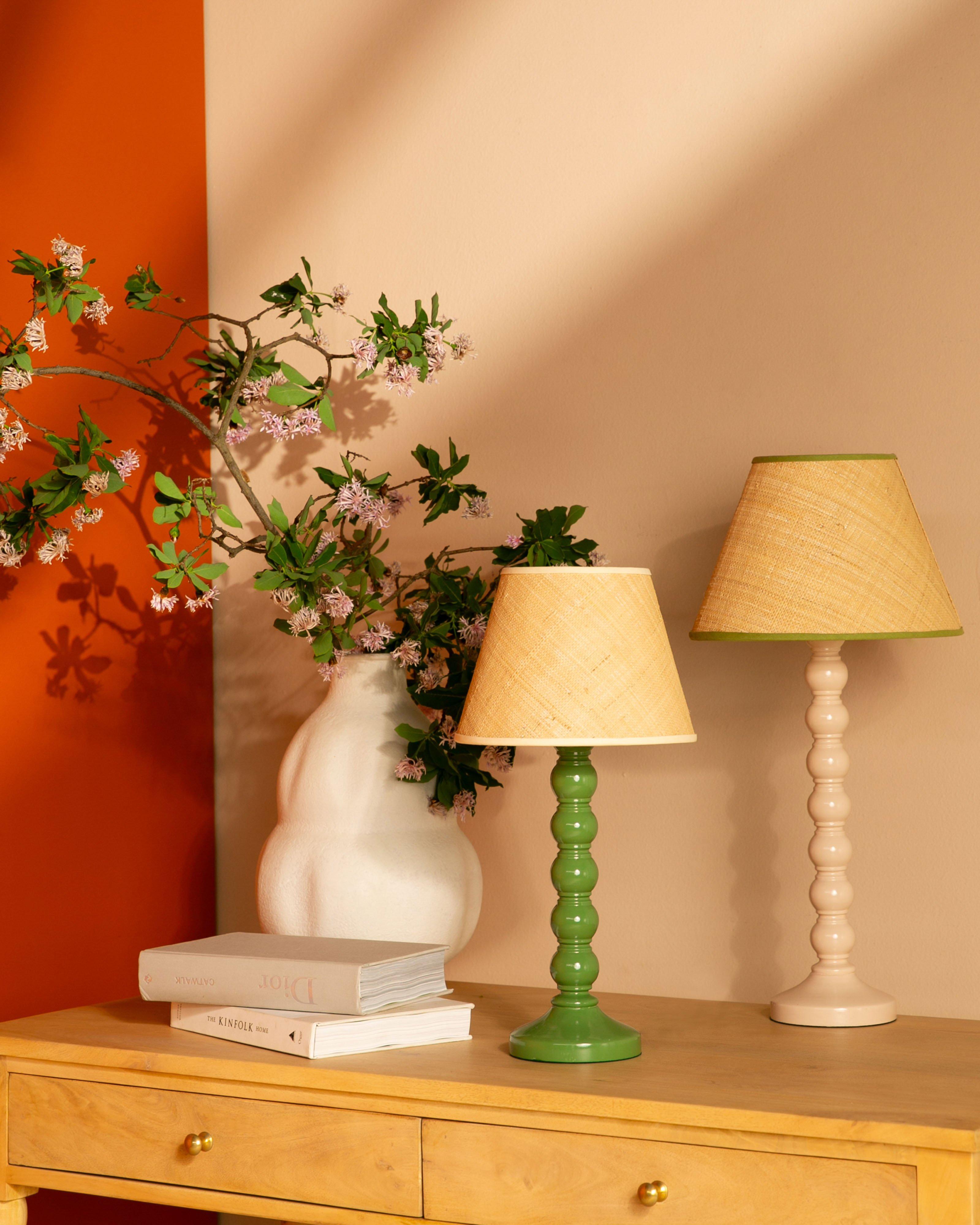 The Little Haus Small Raffia Empire Shade -  Milk