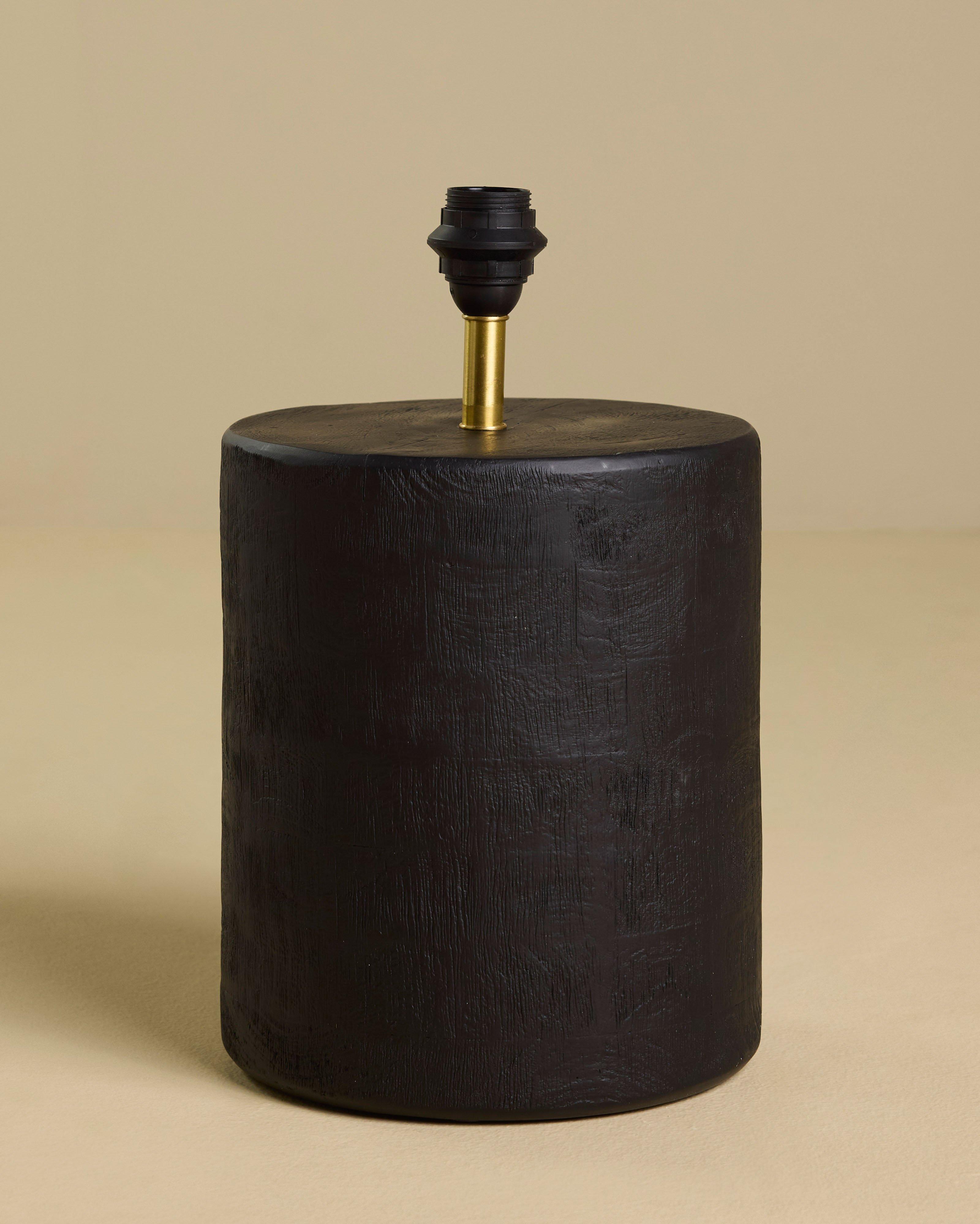 Chunky Textured Wooden Table Lamp -  Cream
