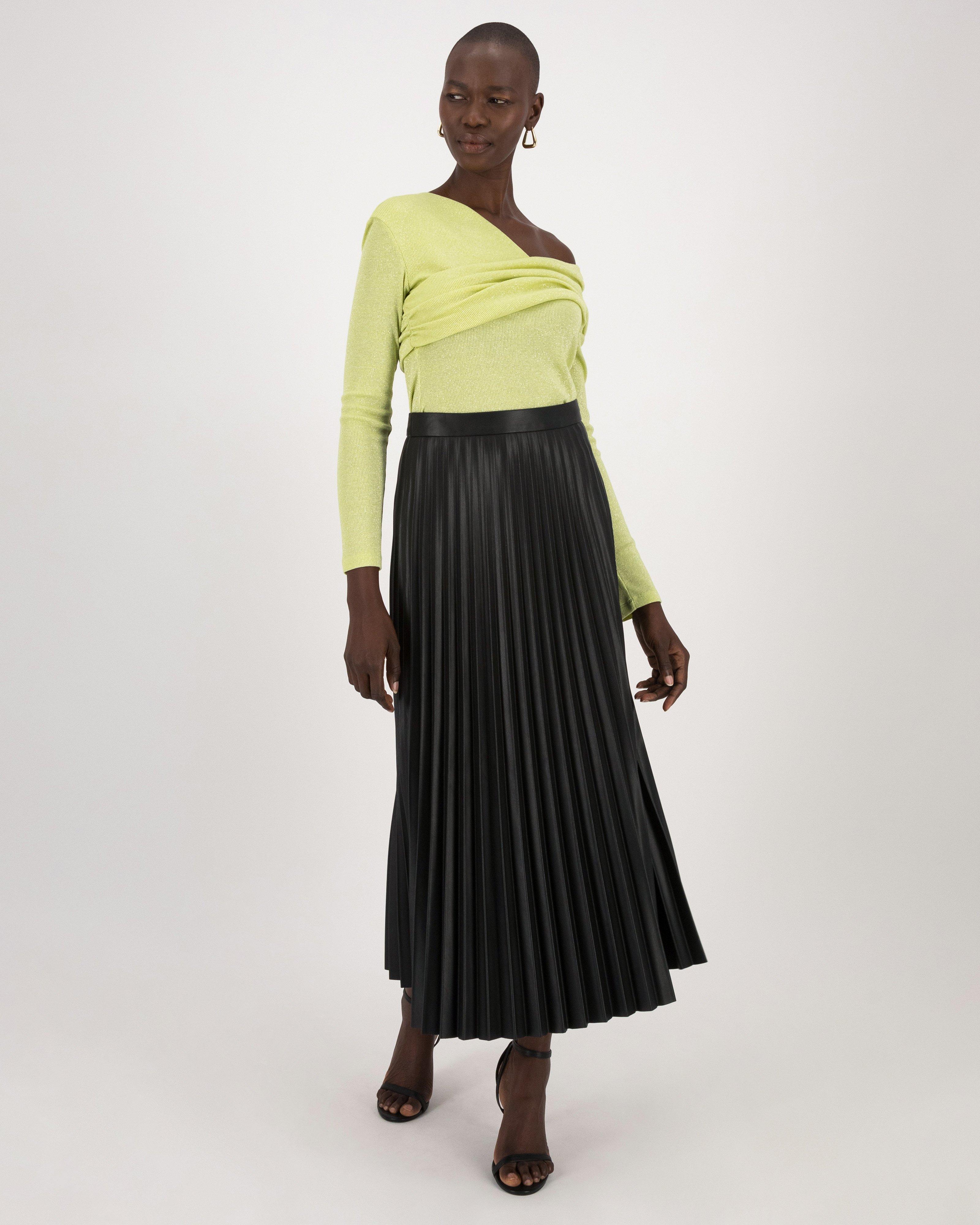 Senzy Pleated Skirt -  Black