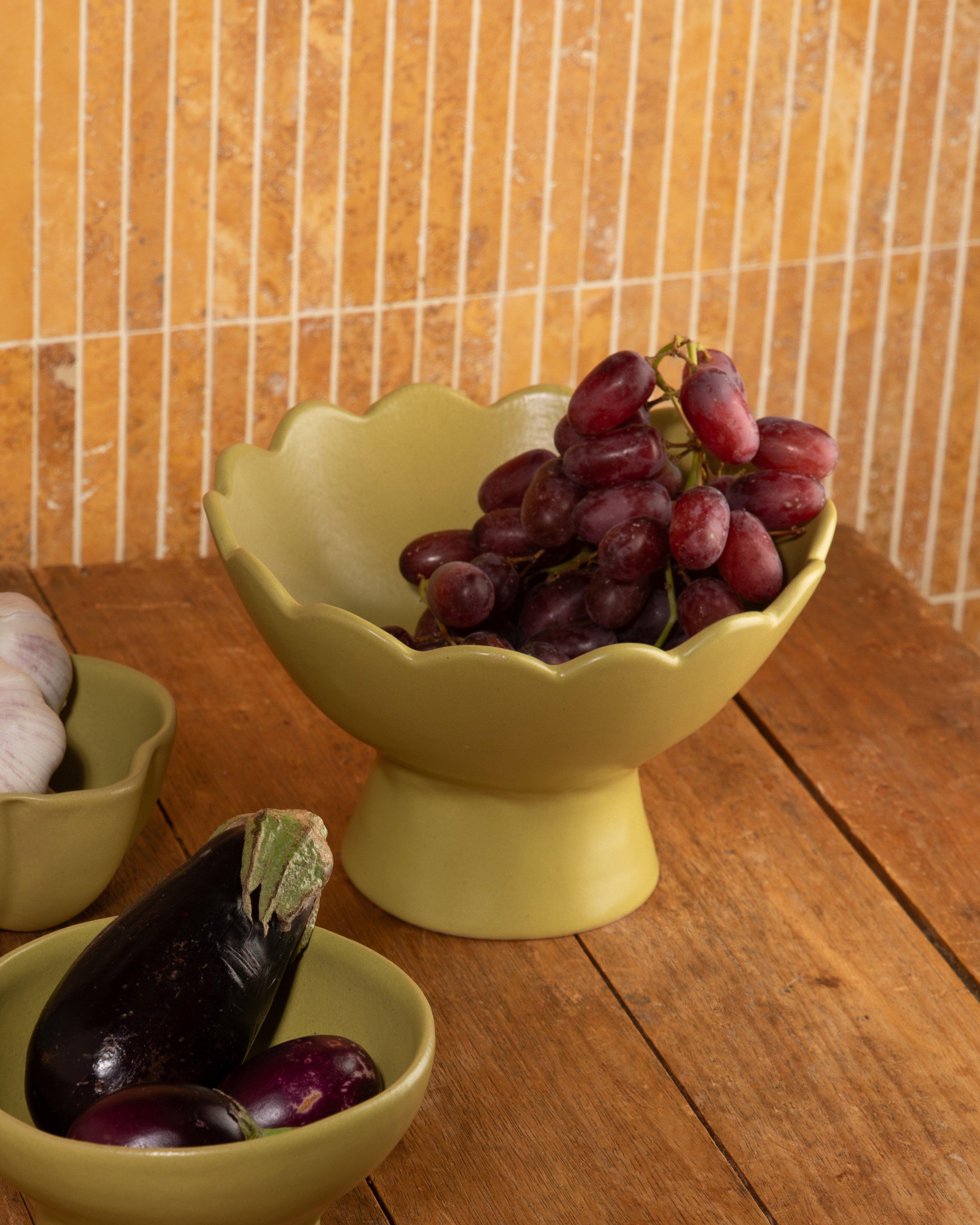 Footed Scallop Bowl -  Yellow