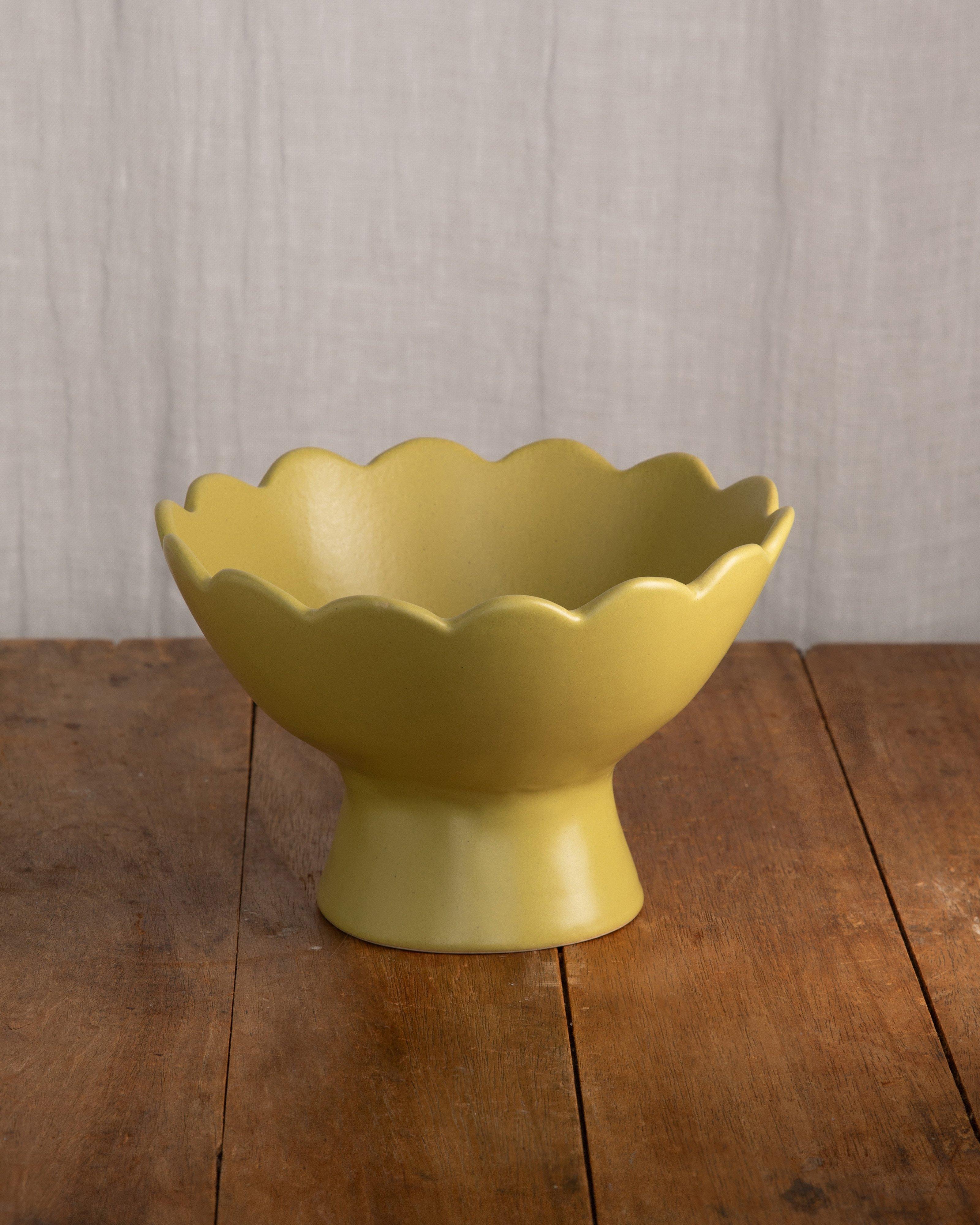 Footed Scallop Bowl -  Yellow