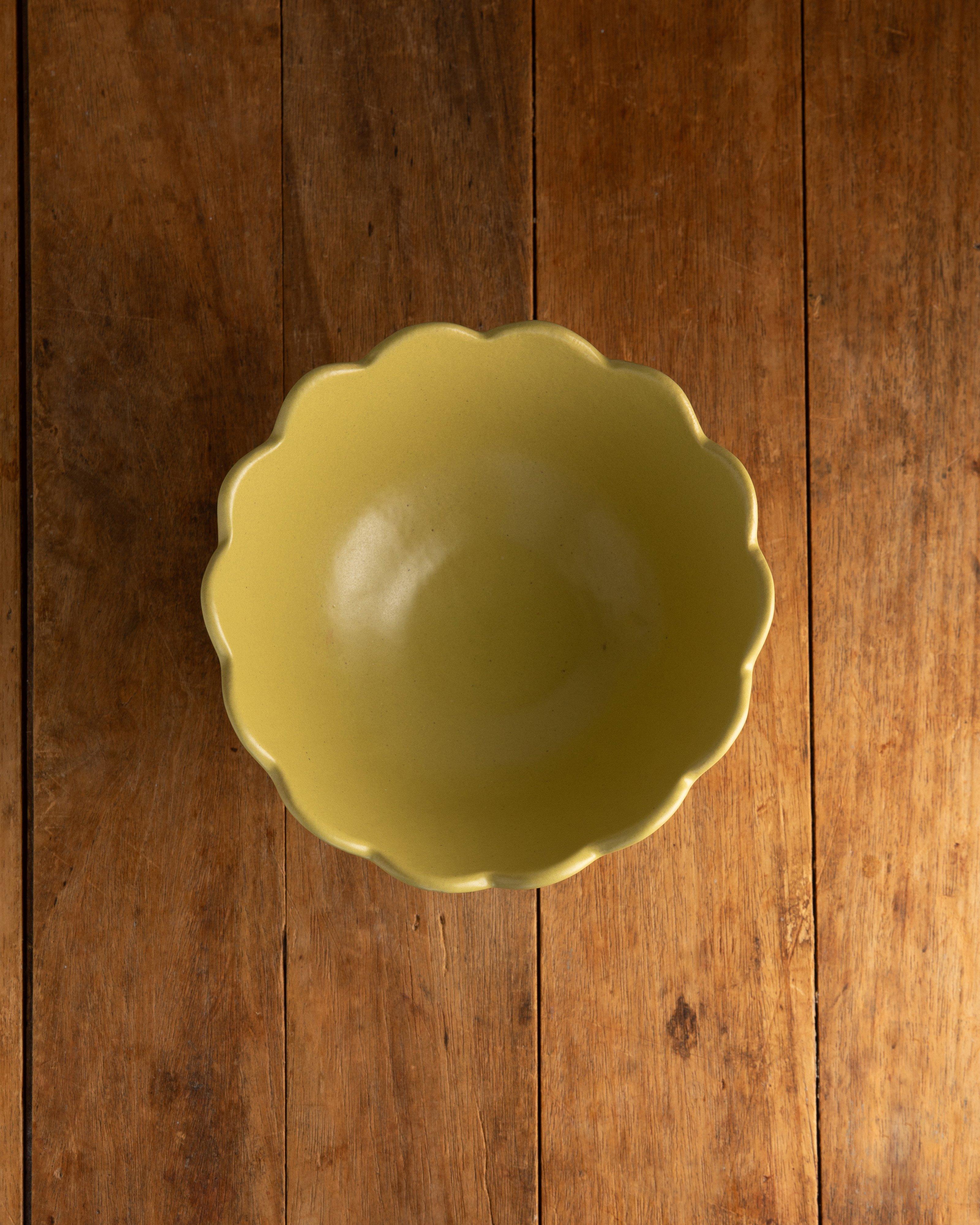 Footed Scallop Bowl -  Yellow