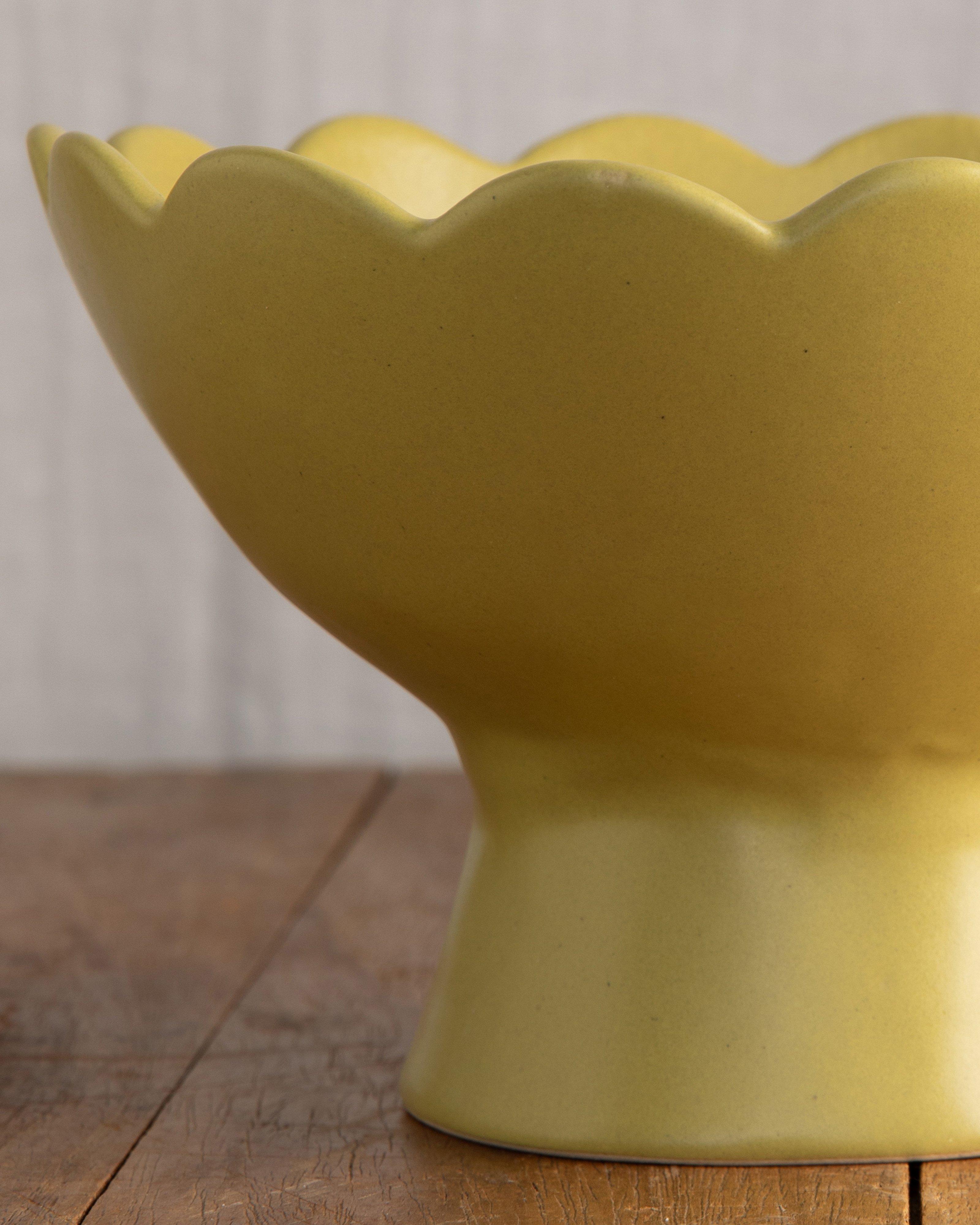 Footed Scallop Bowl -  Yellow