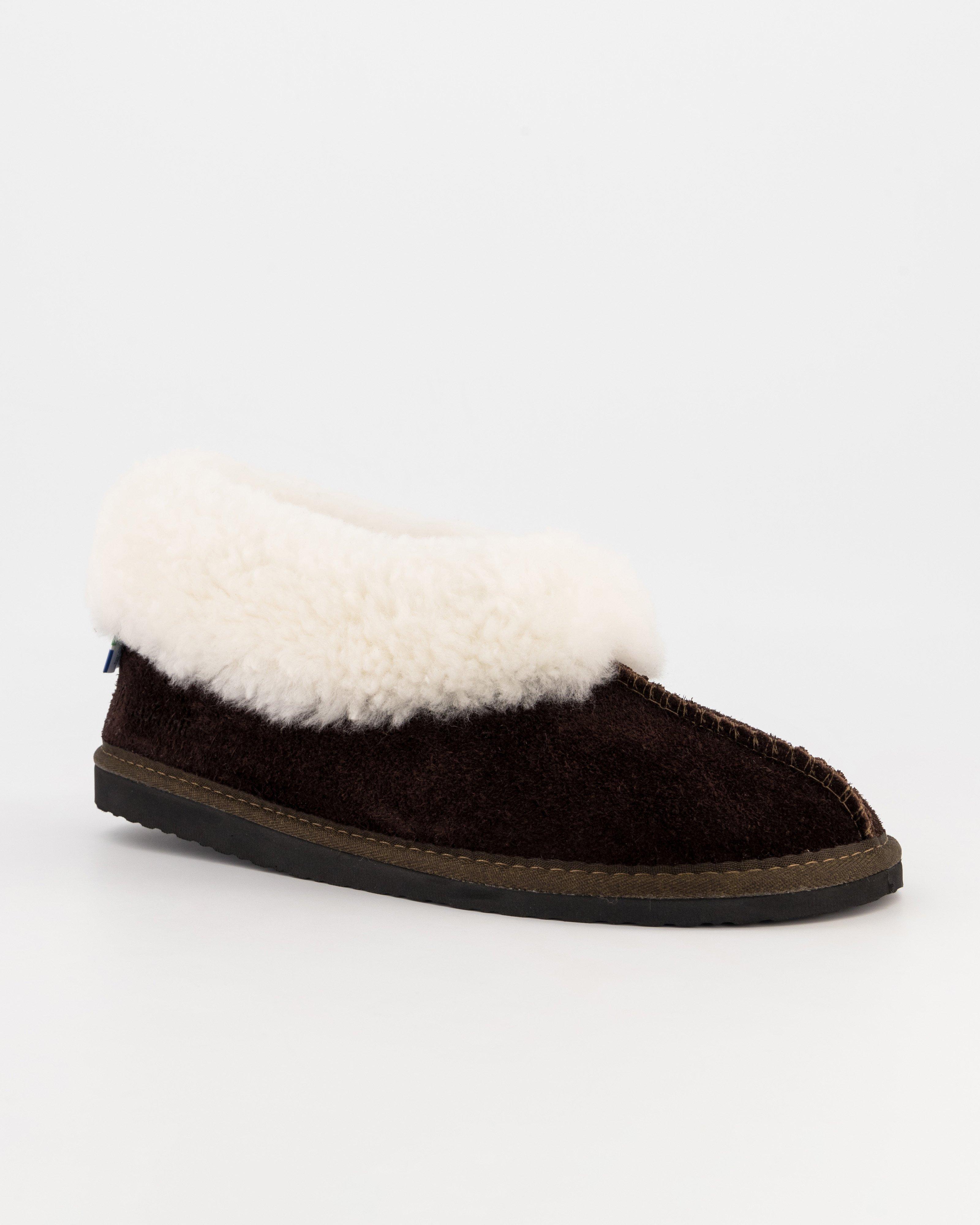 Cape Union Men’s Sheepskin Nubuck Slippers -  Chocolate