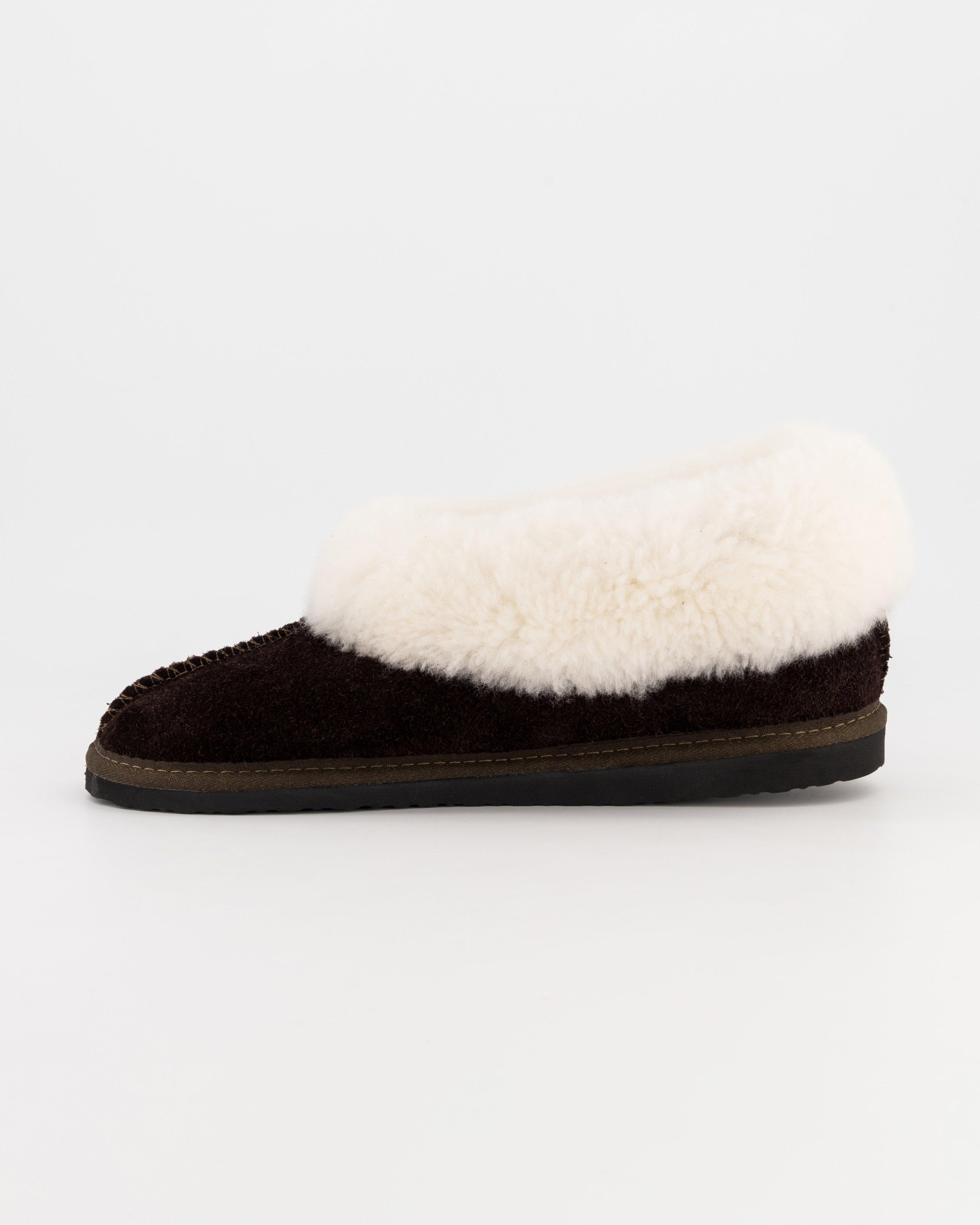 Cape Union Men’s Sheepskin Nubuck Slippers -  Chocolate