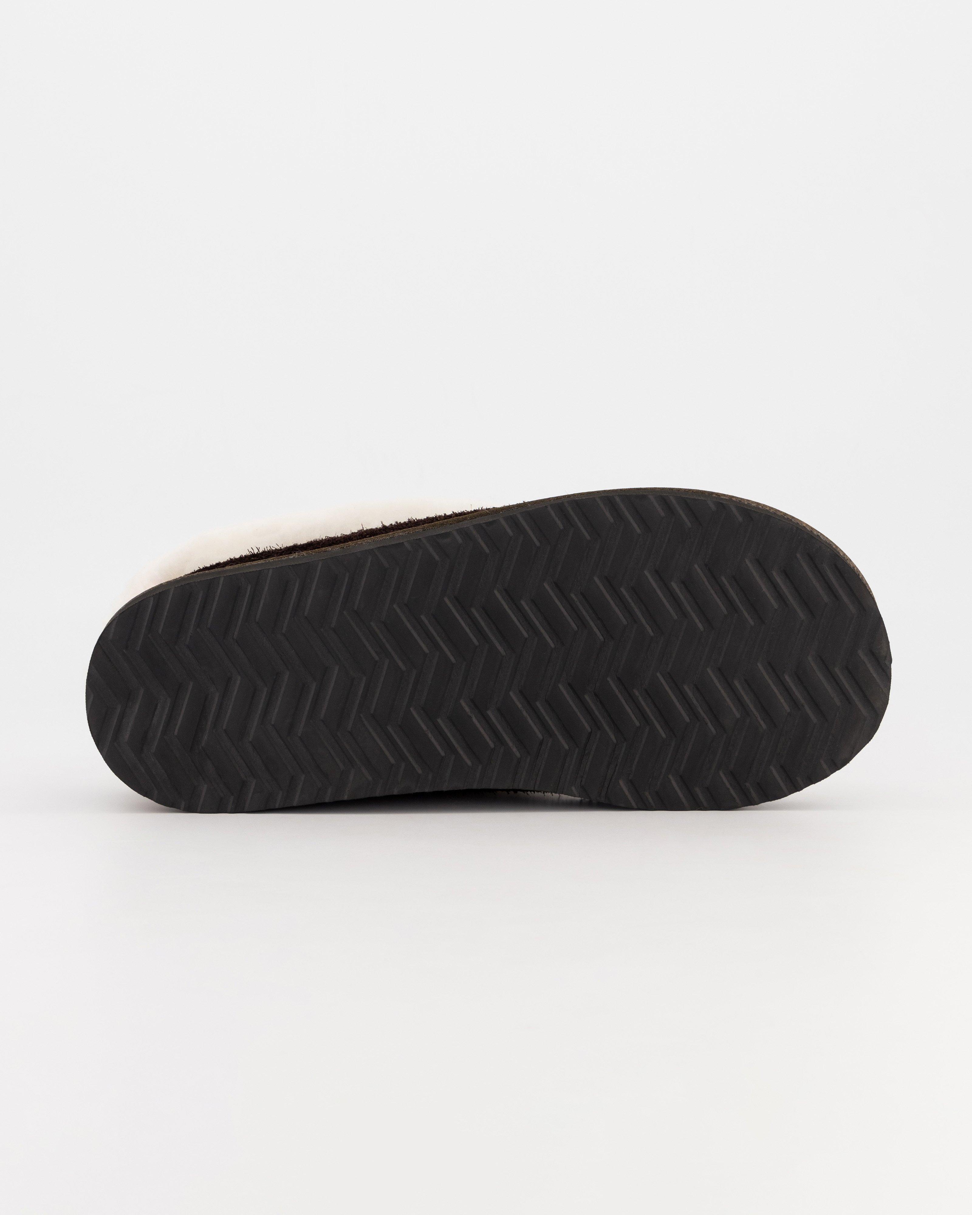 Cape Union Men’s Sheepskin Nubuck Slippers -  Chocolate