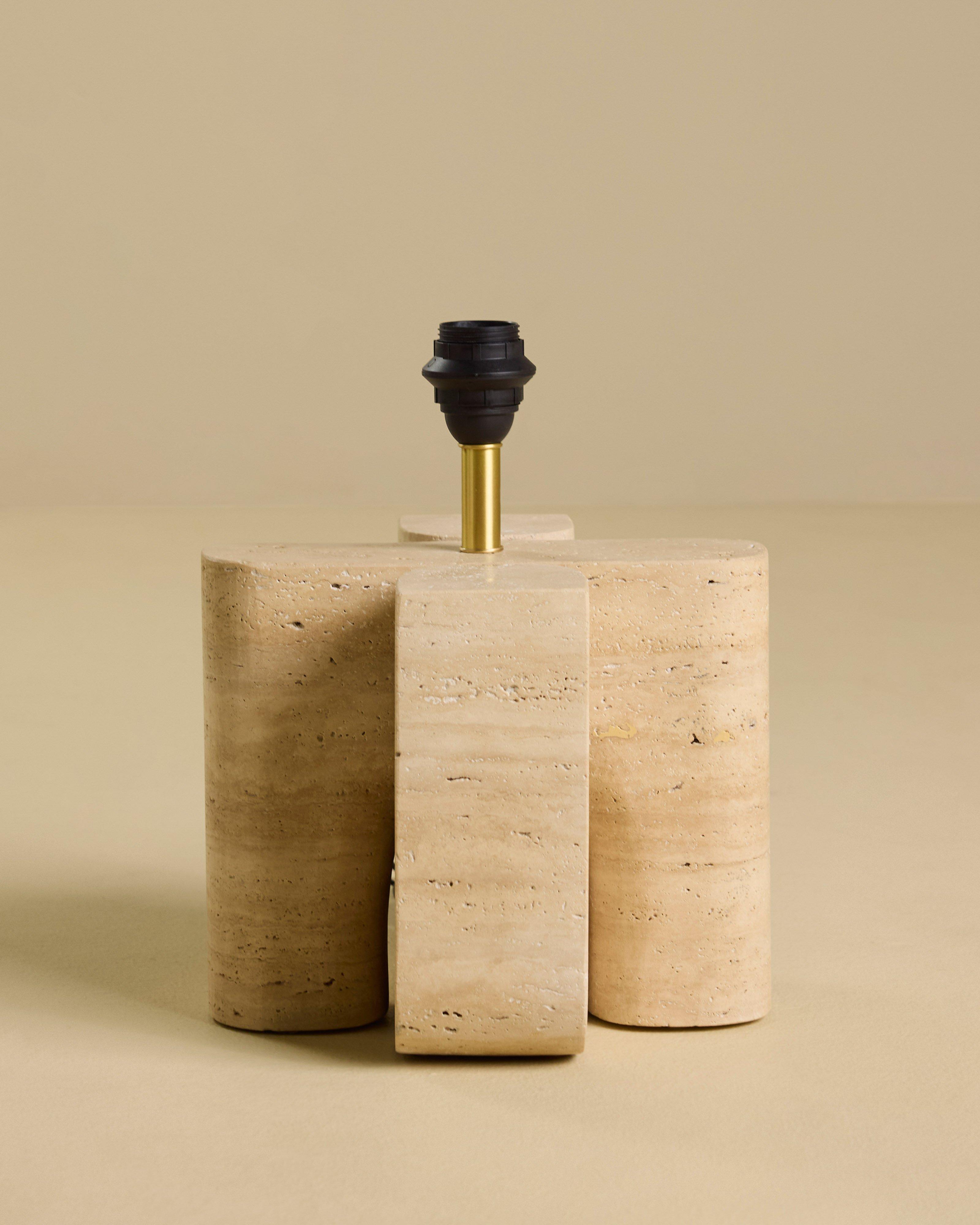 Scalloped Travertine Table Lamp -  Cream