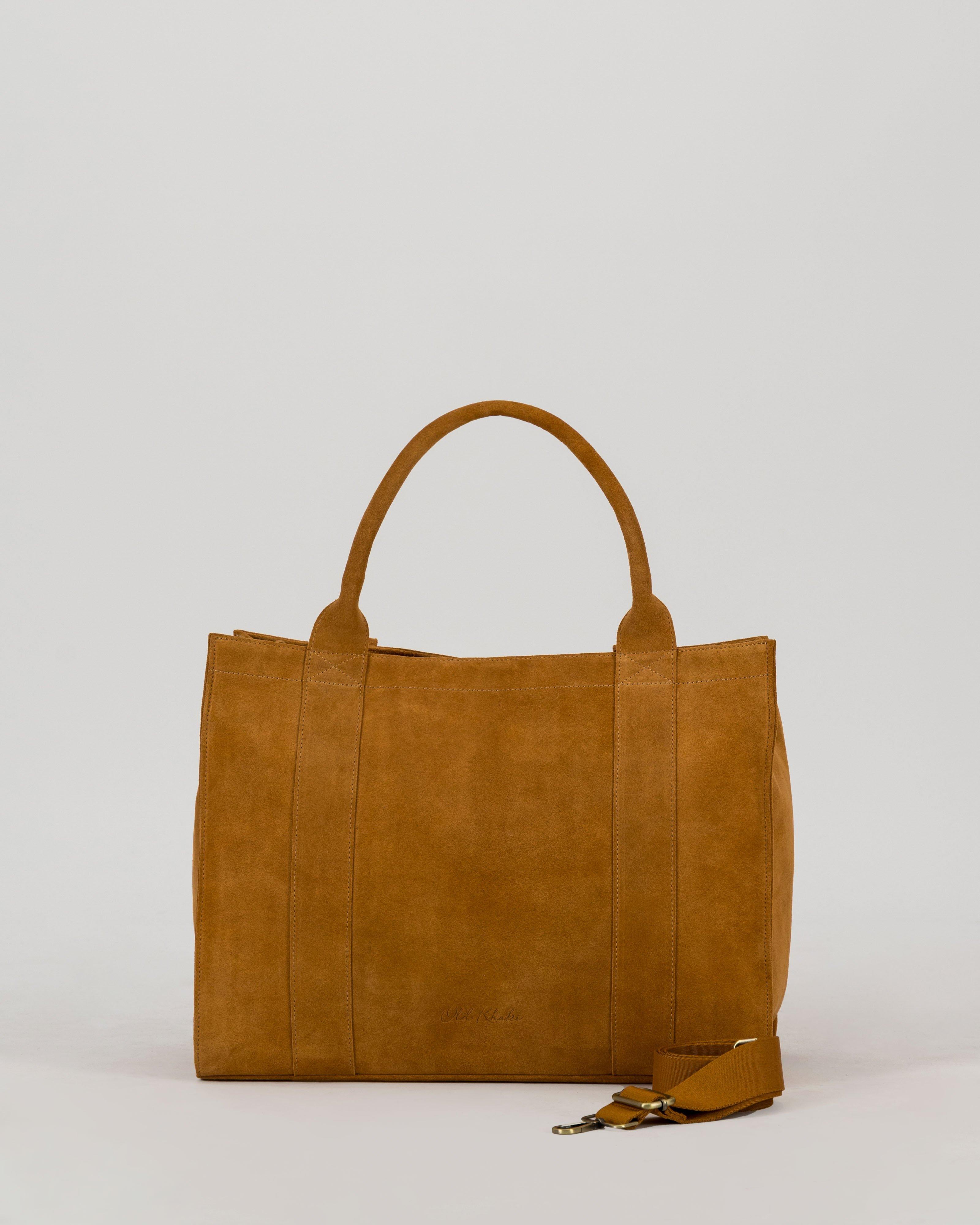 Women's Shanda Overnight Suede Leather Bag -  Tan