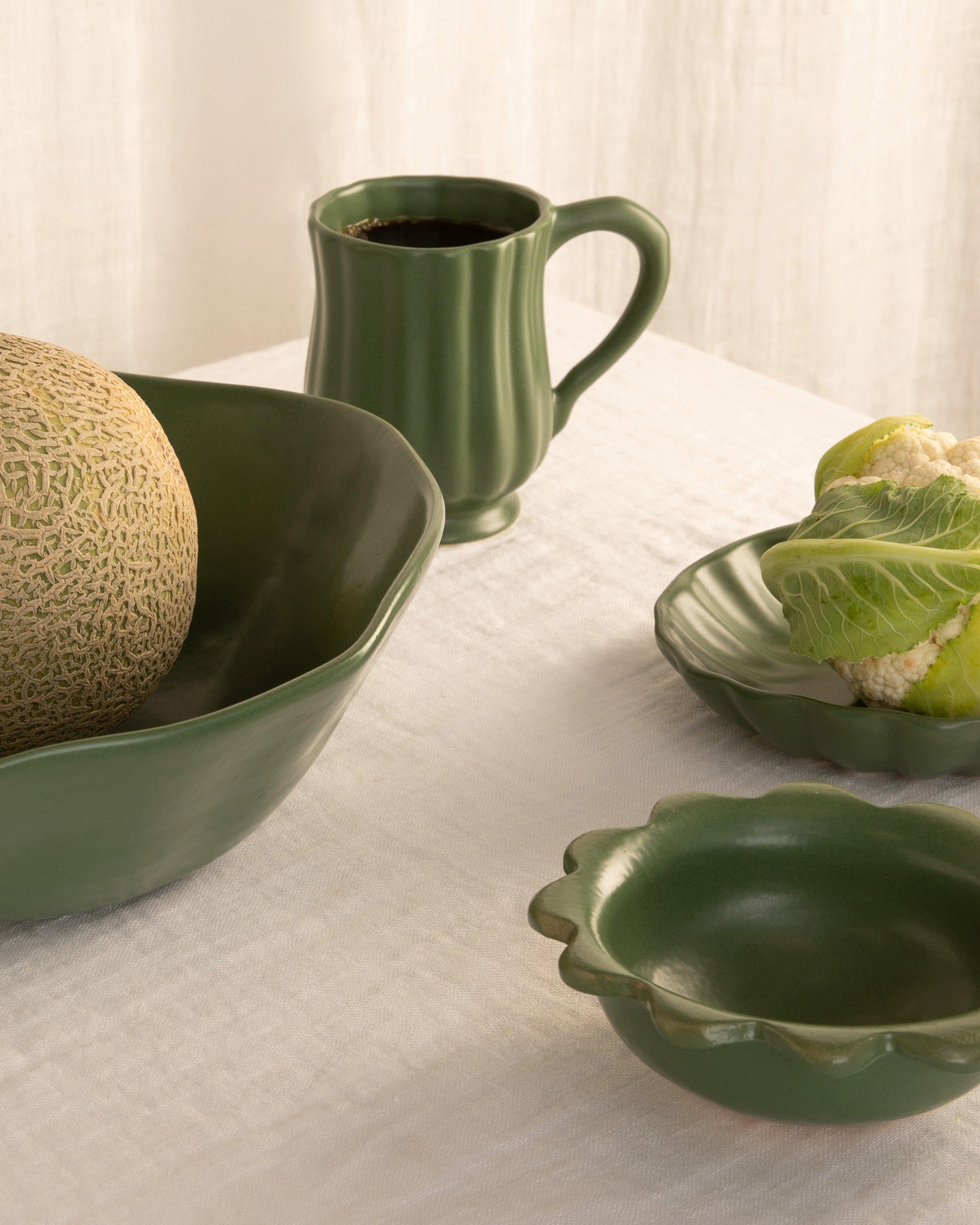 Snowball Scallop Rim Bowl -  Green