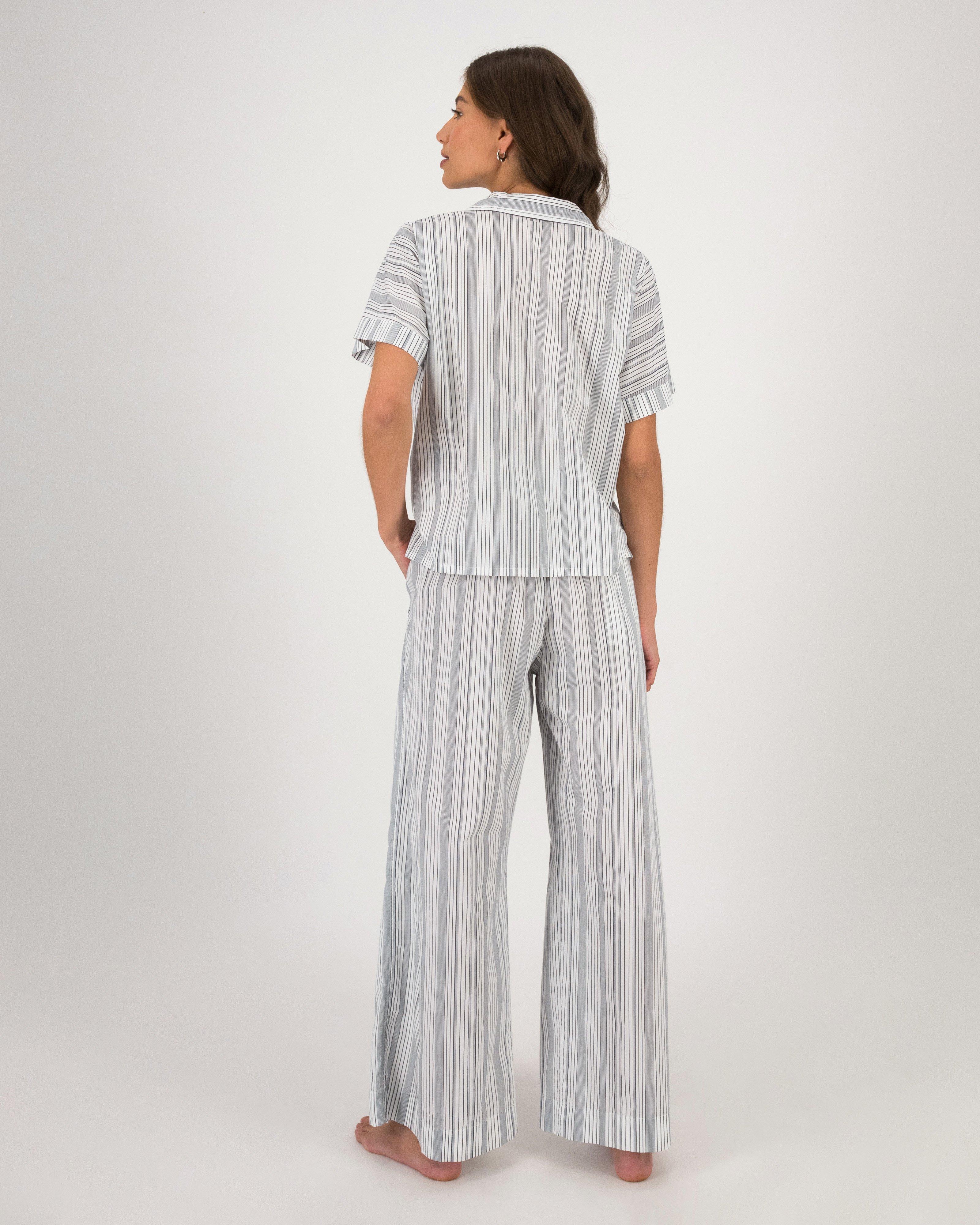 Joslin Wavy Stripe Relaxed Sleep Set -  White