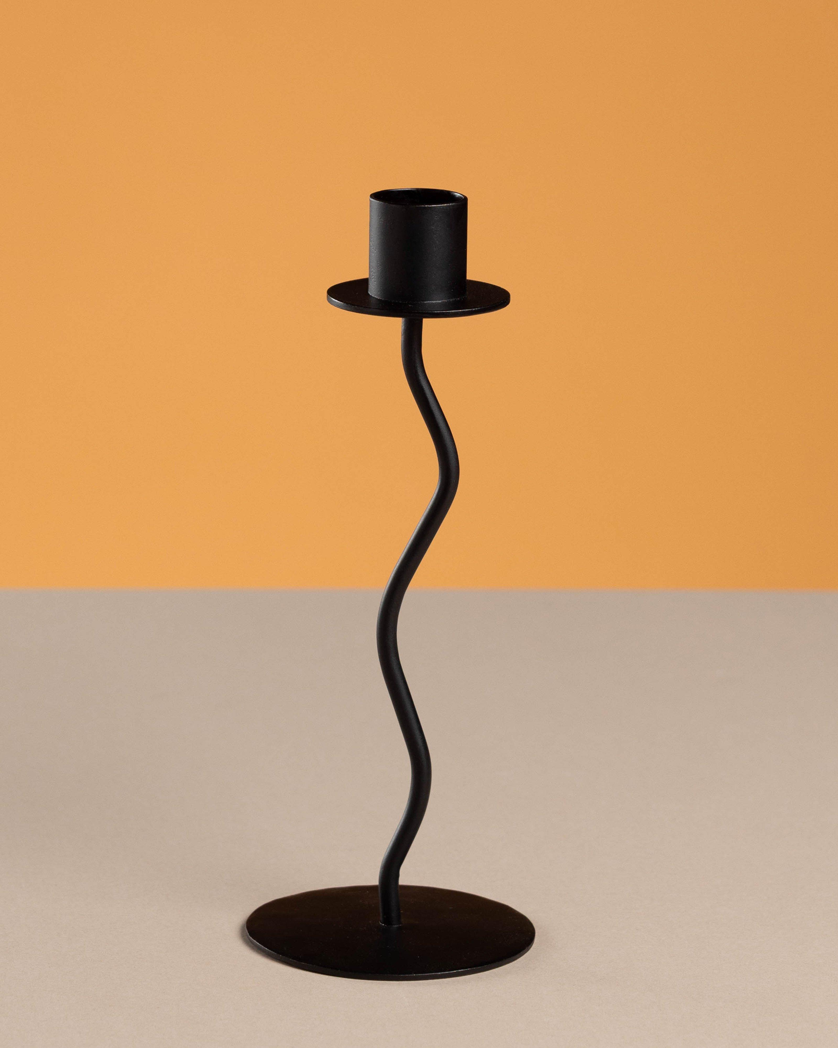 Squiggle Metal Candle Holder -  Black