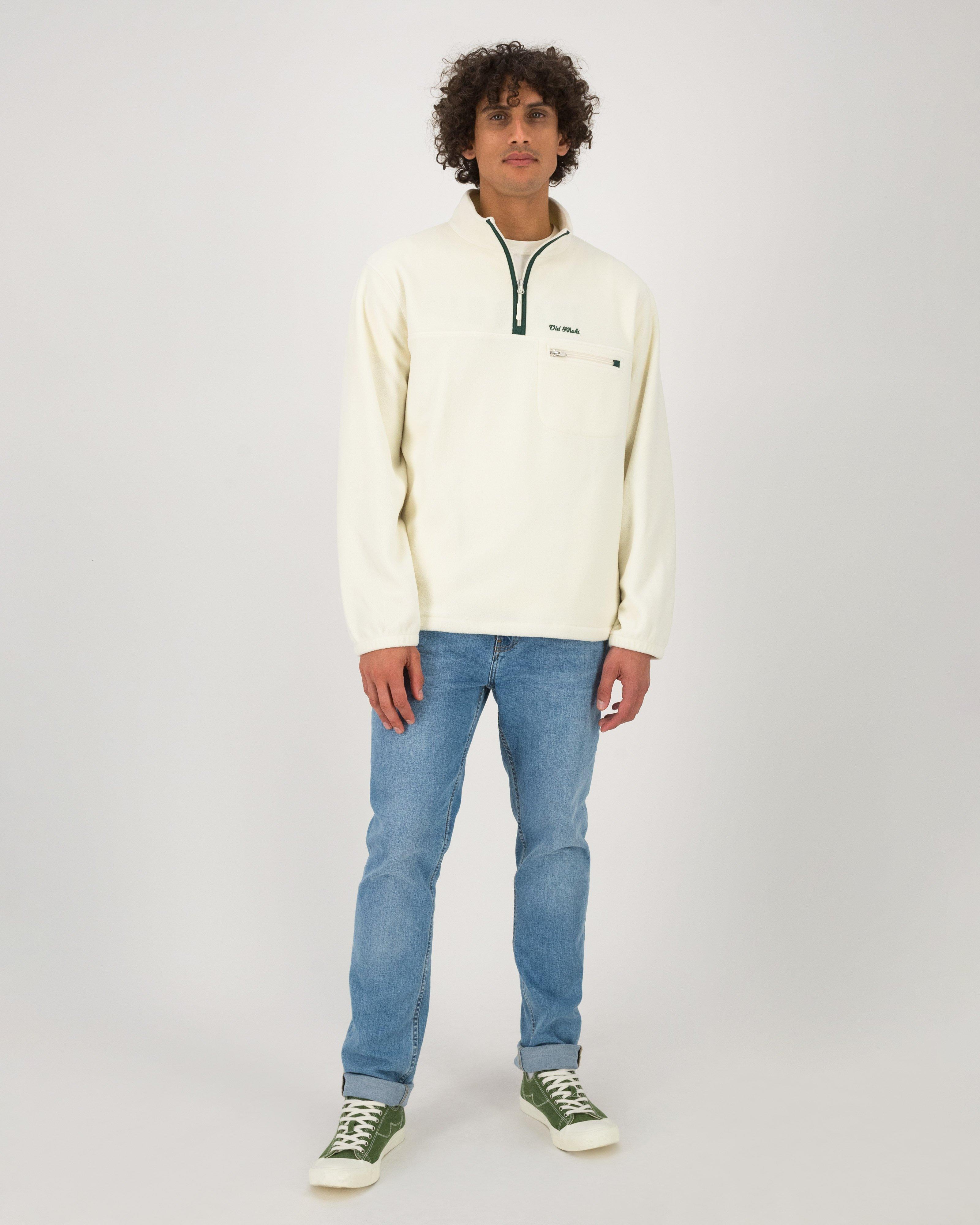 Men's Teddy Quarter Zip Sweat -  Milk