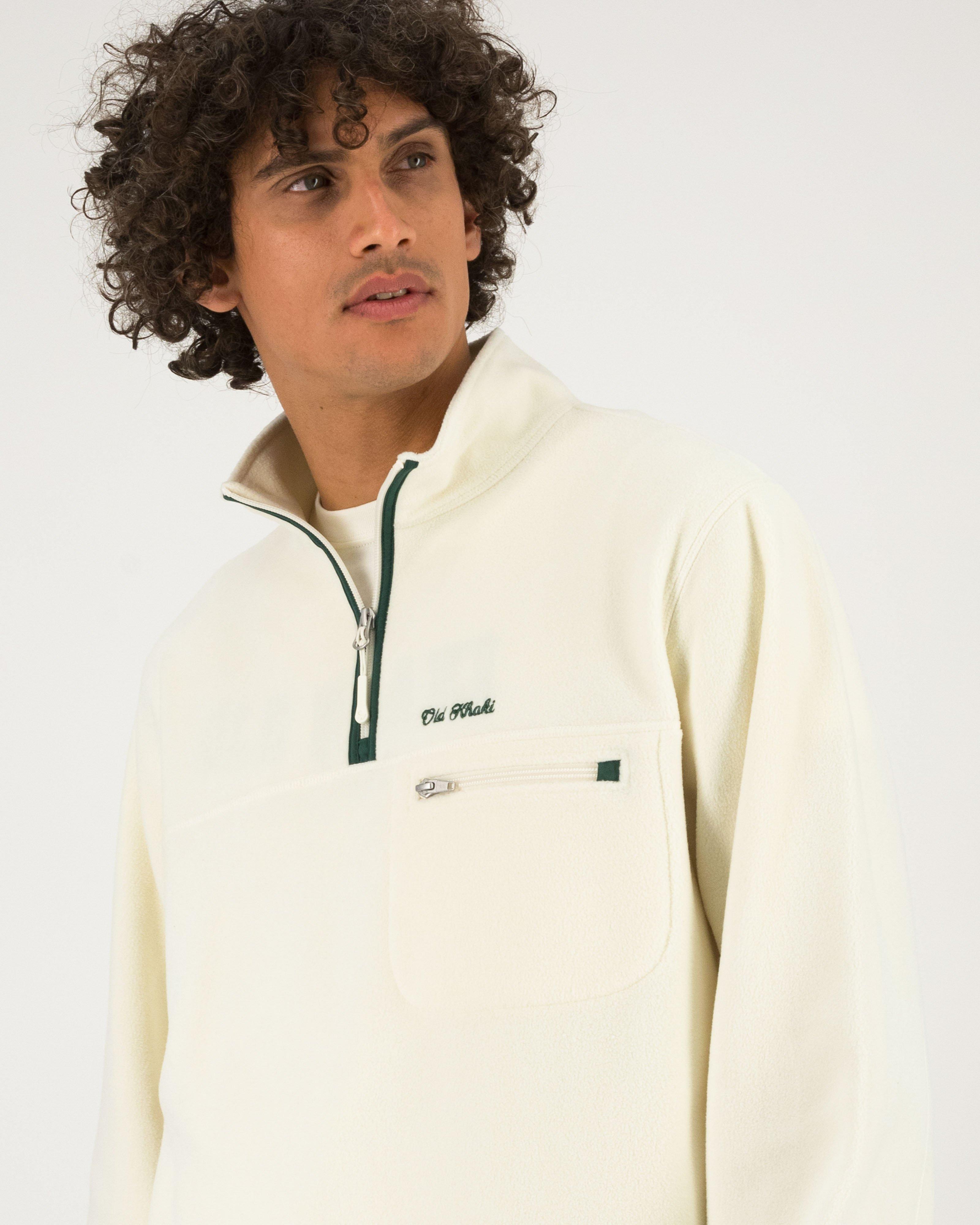 Men's Teddy Quarter Zip Sweat -  Milk