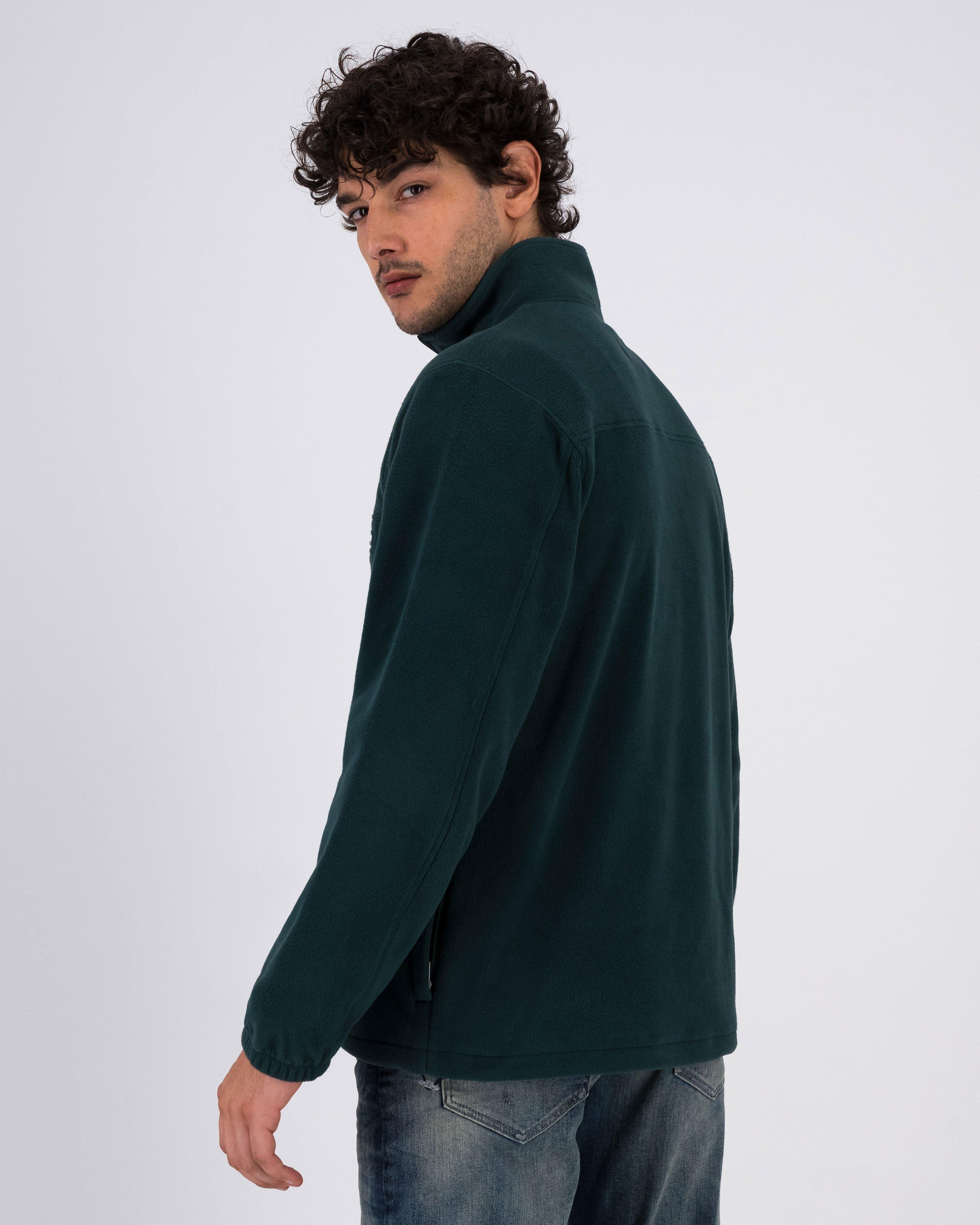 Men's Teddy Quarter Zip Sweat -  Dark Green