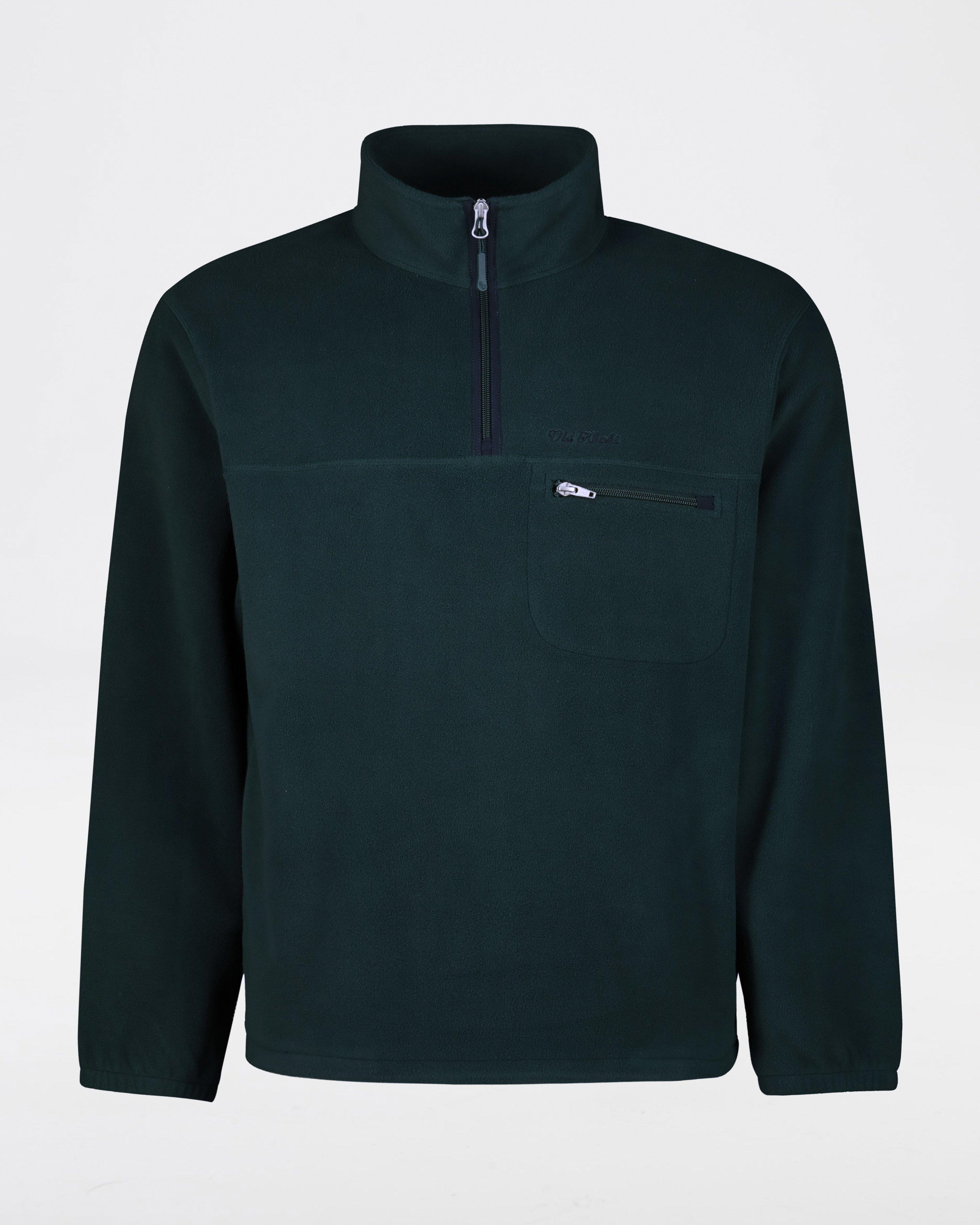 Men's Teddy Quarter Zip Sweat -  Dark Green