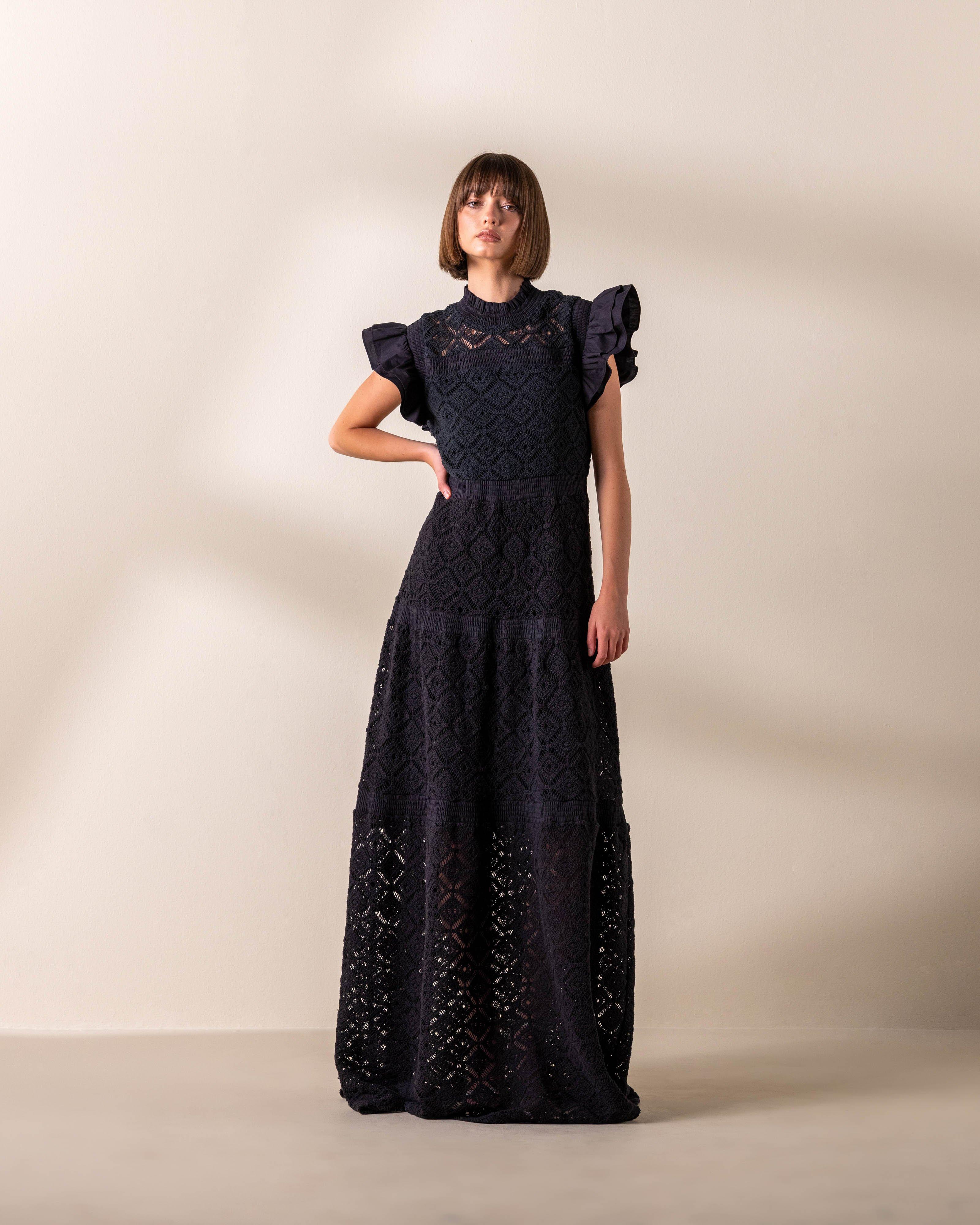 KLûK CGDT x Poetry Long Tiered Dress -  Black