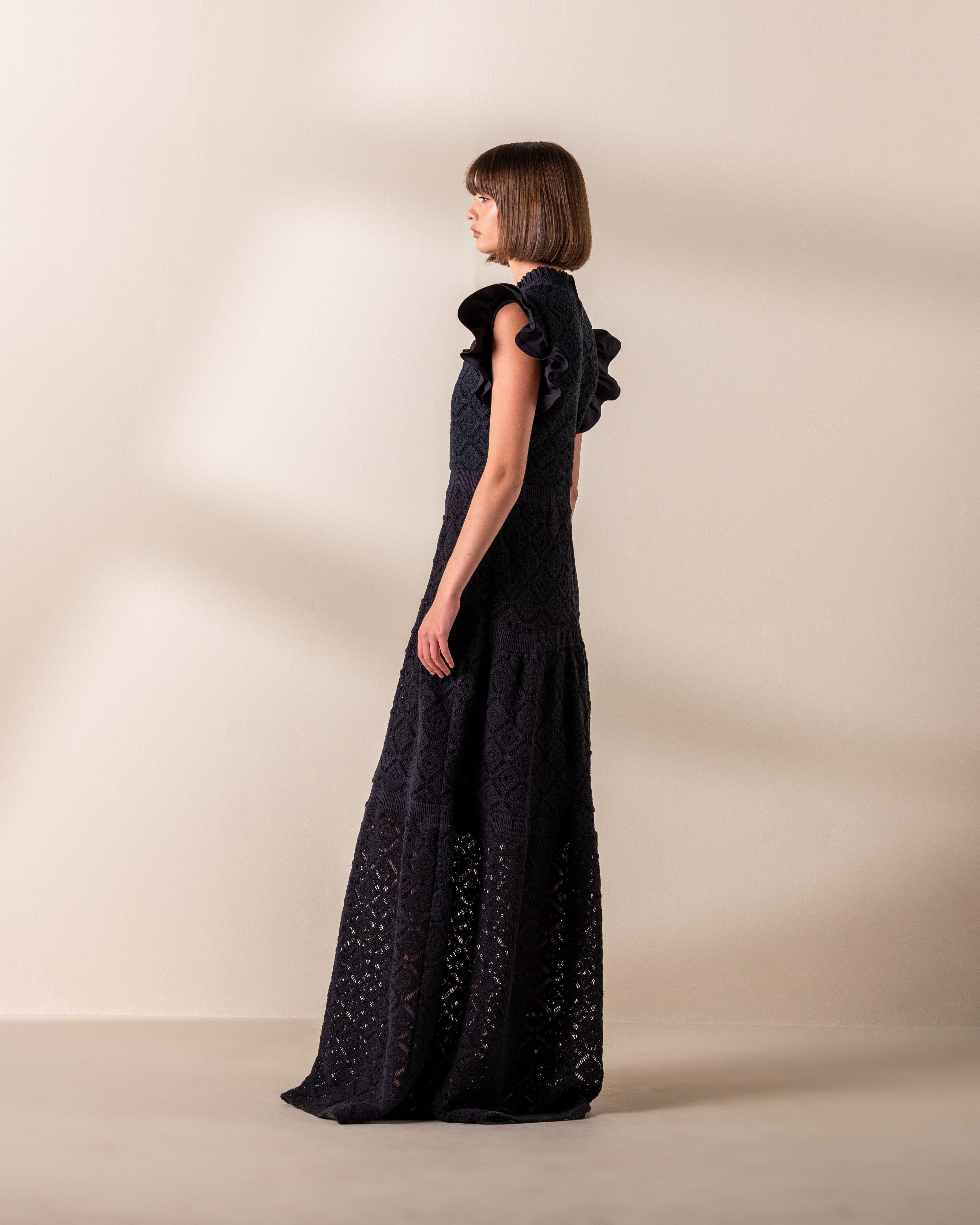 KLûK CGDT x Poetry Long Tiered Dress -  Black