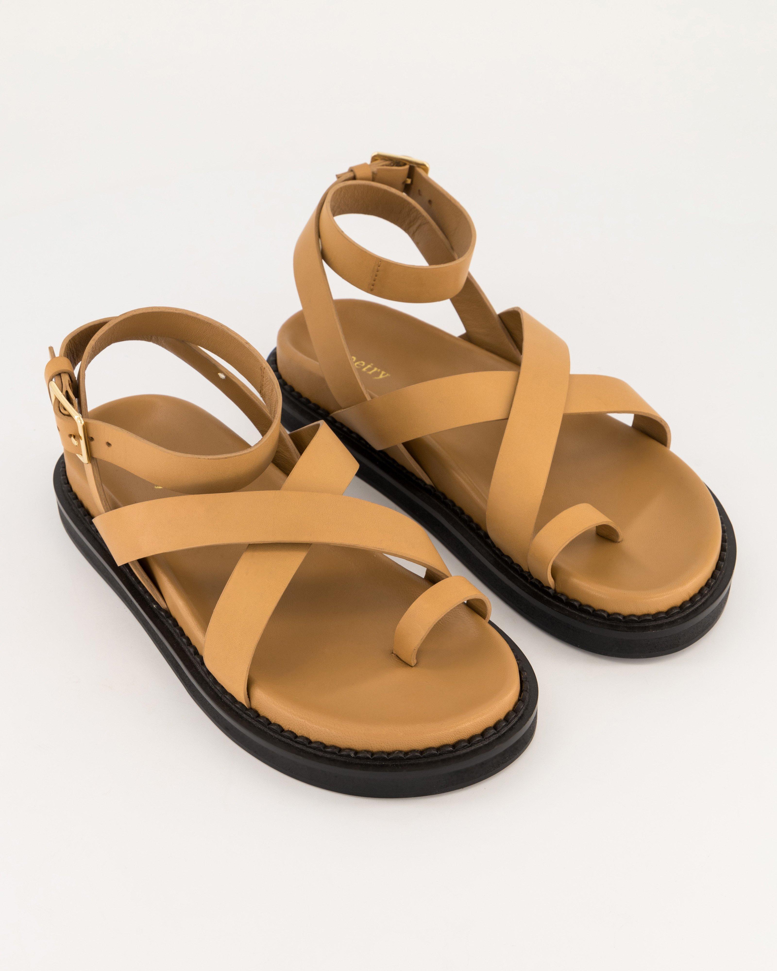 Frankie Leather Gladiator Sandal -  Brown