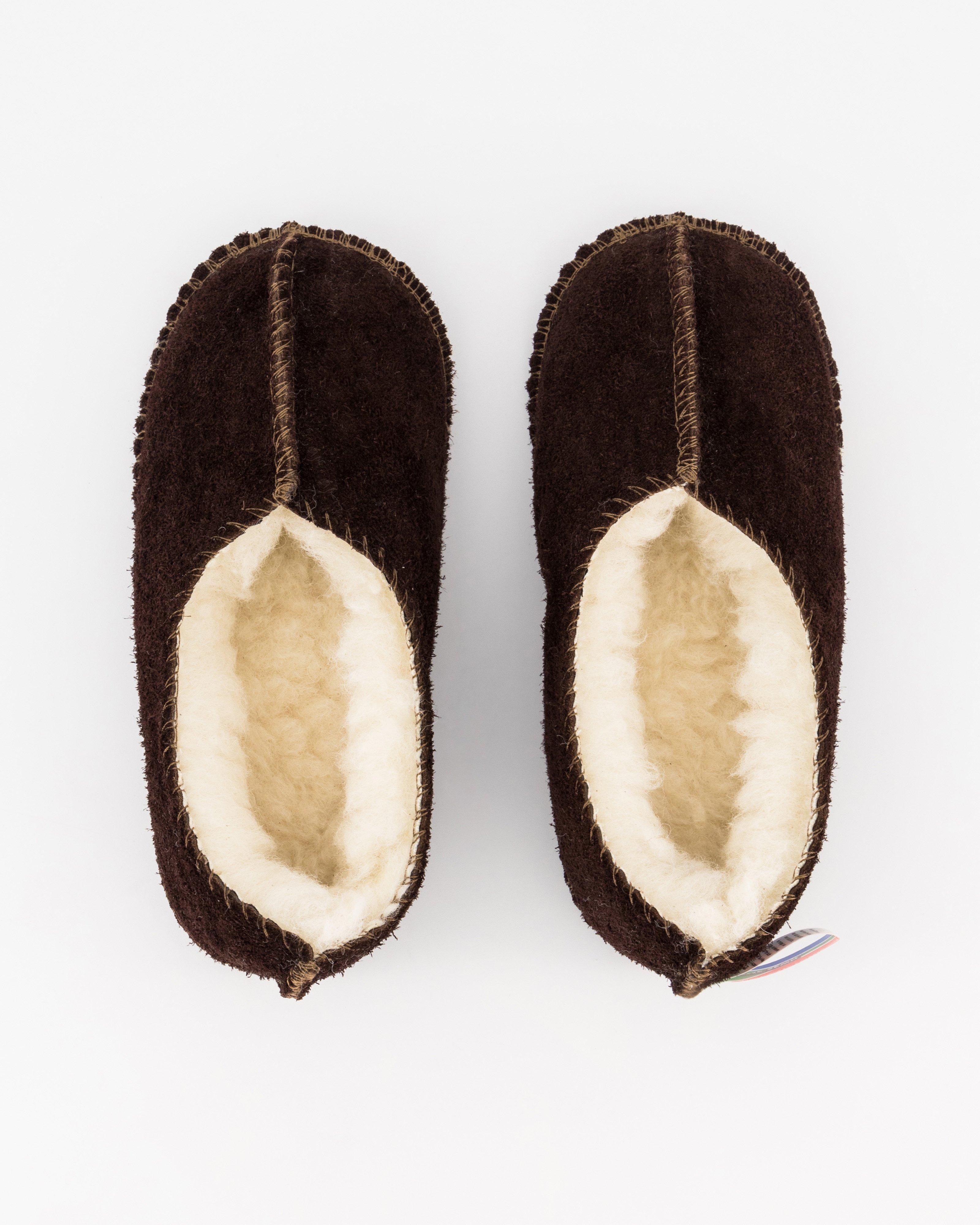  Cape Union Kids Travel Wool Suede Slippers -  Chocolate