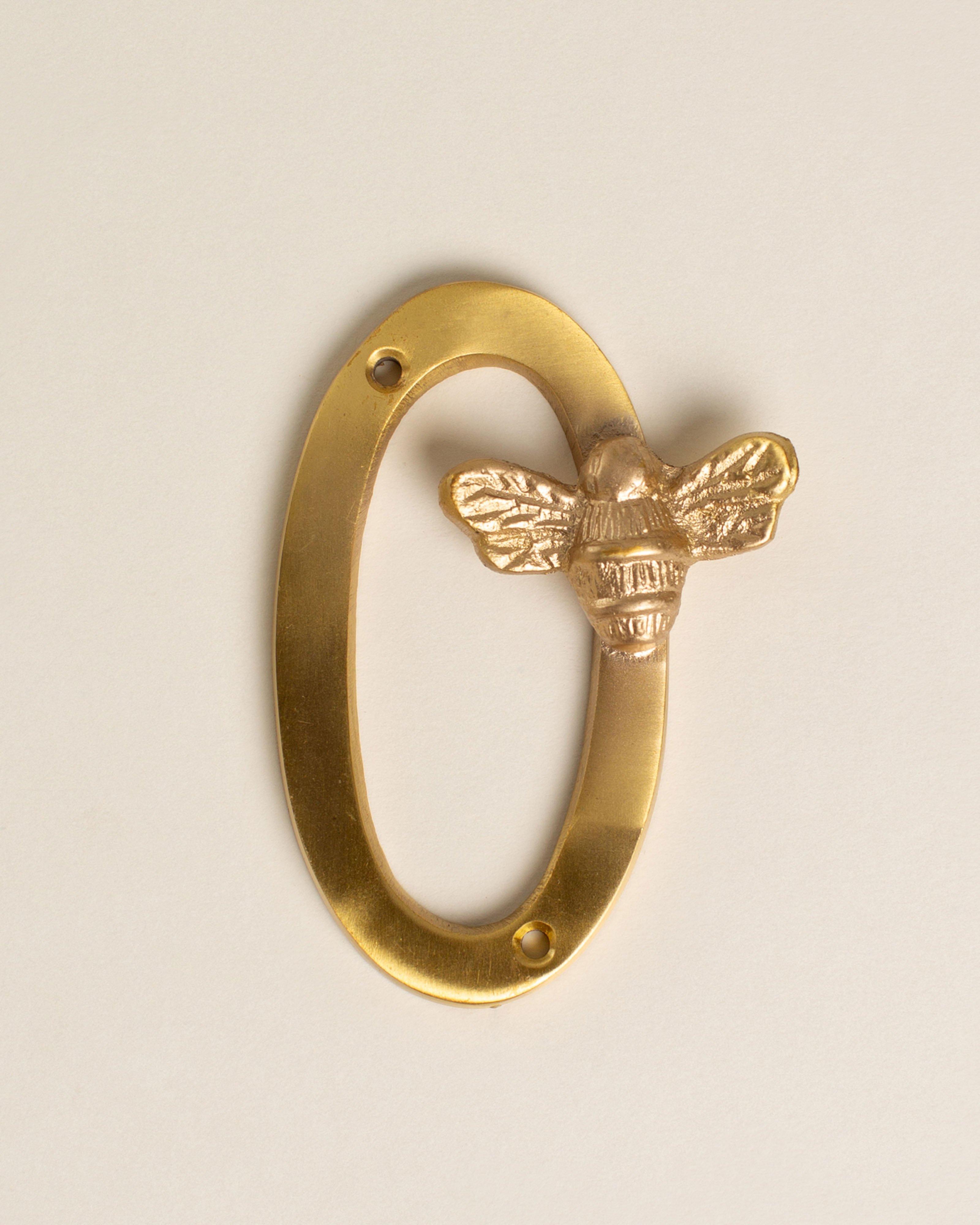 Solid Brass Bee House Number - 0 -  Gold