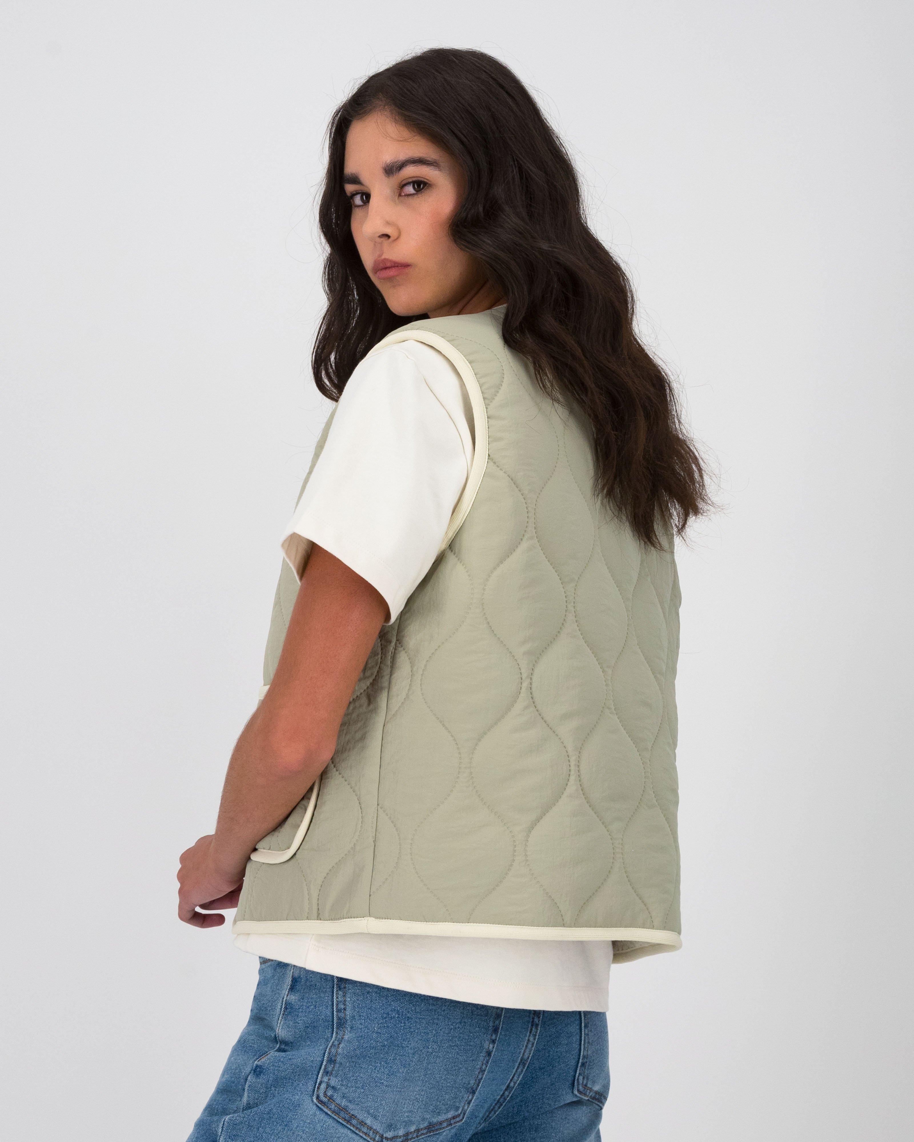 Old Khaki Women’s Agnes Reversible Quilted Puffer Gilet  -  Sage