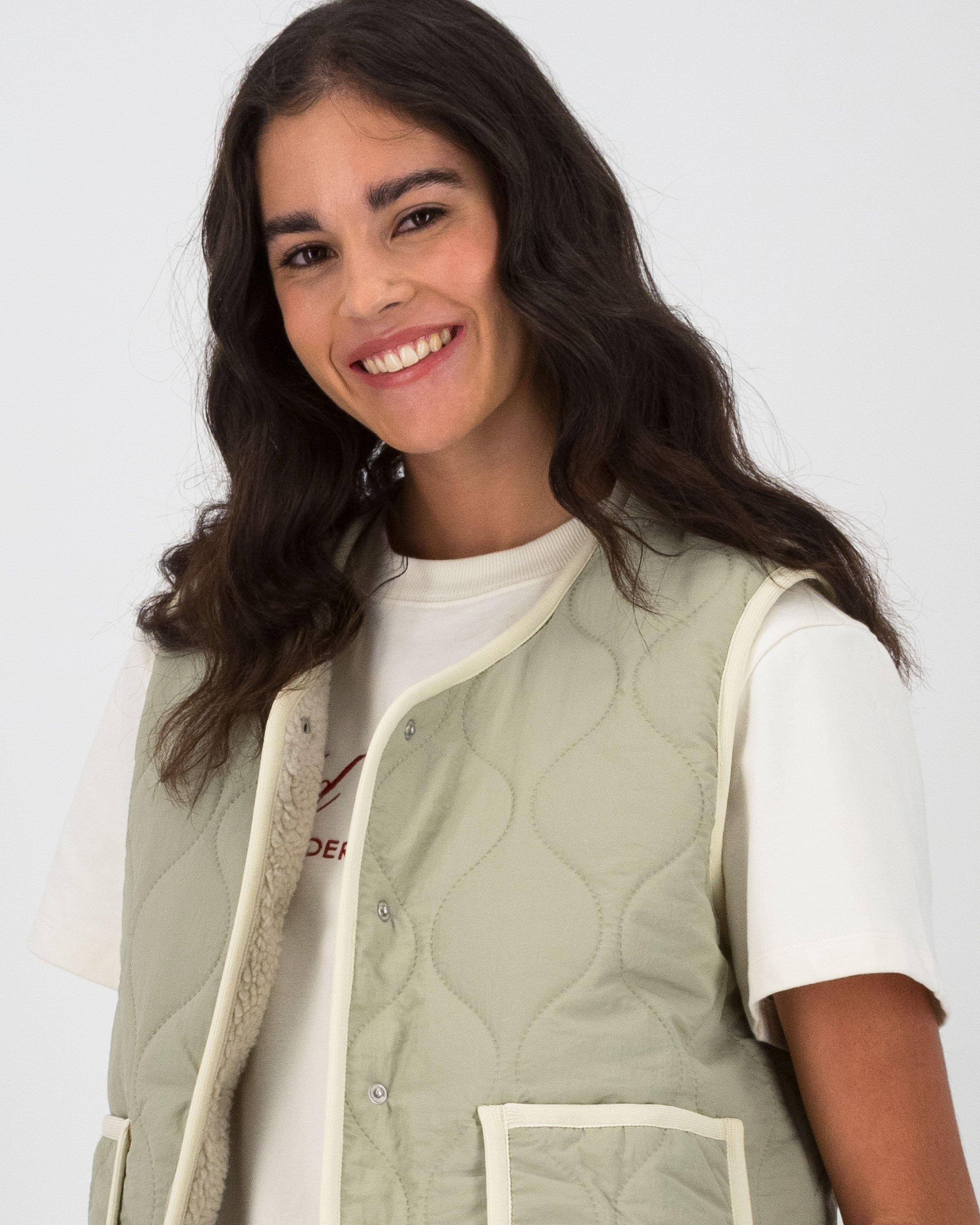 Old Khaki Women’s Agnes Reversible Quilted Puffer Gilet  -  Sage