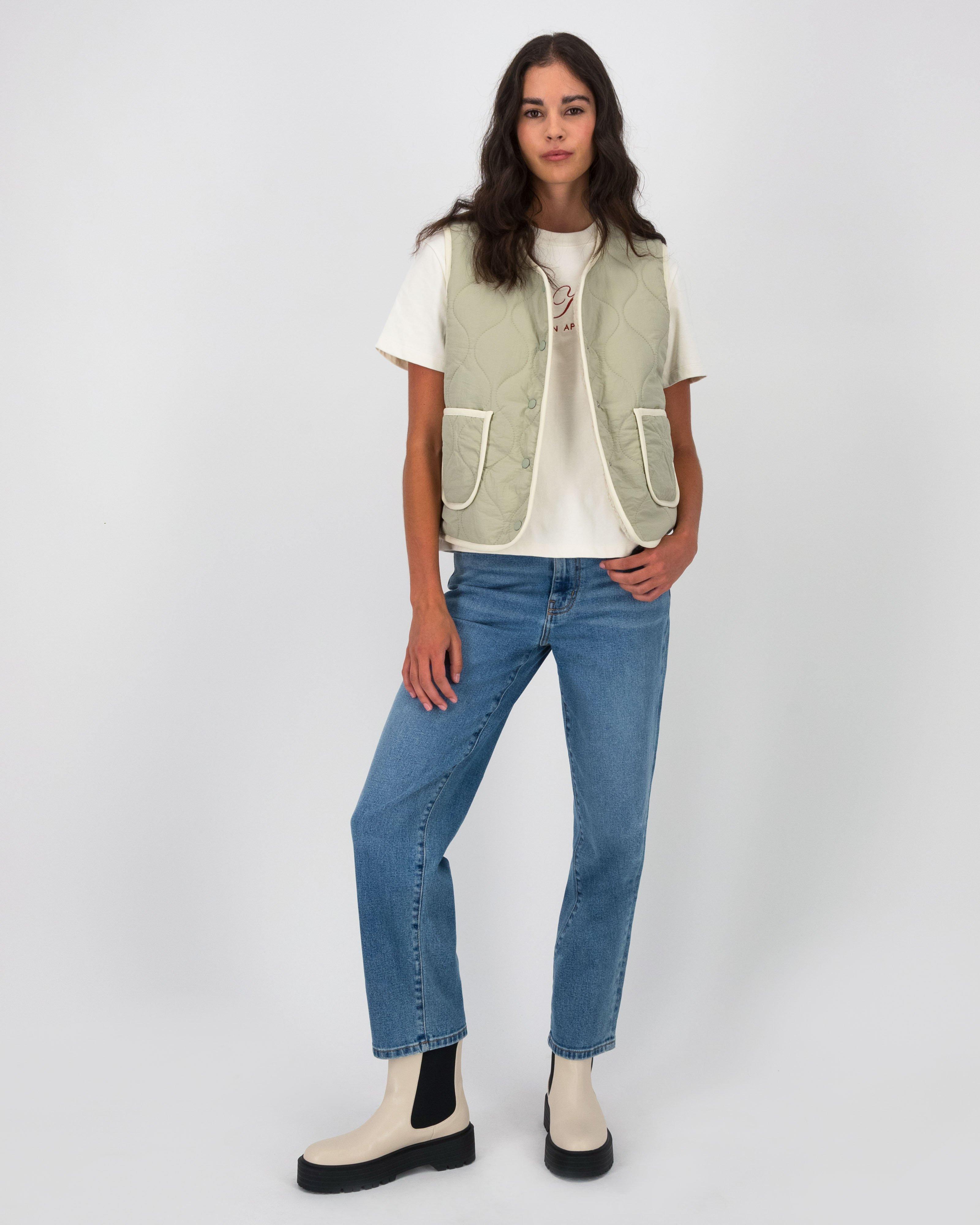 Old Khaki Women’s Agnes Reversible Quilted Puffer Gilet  -  Sage