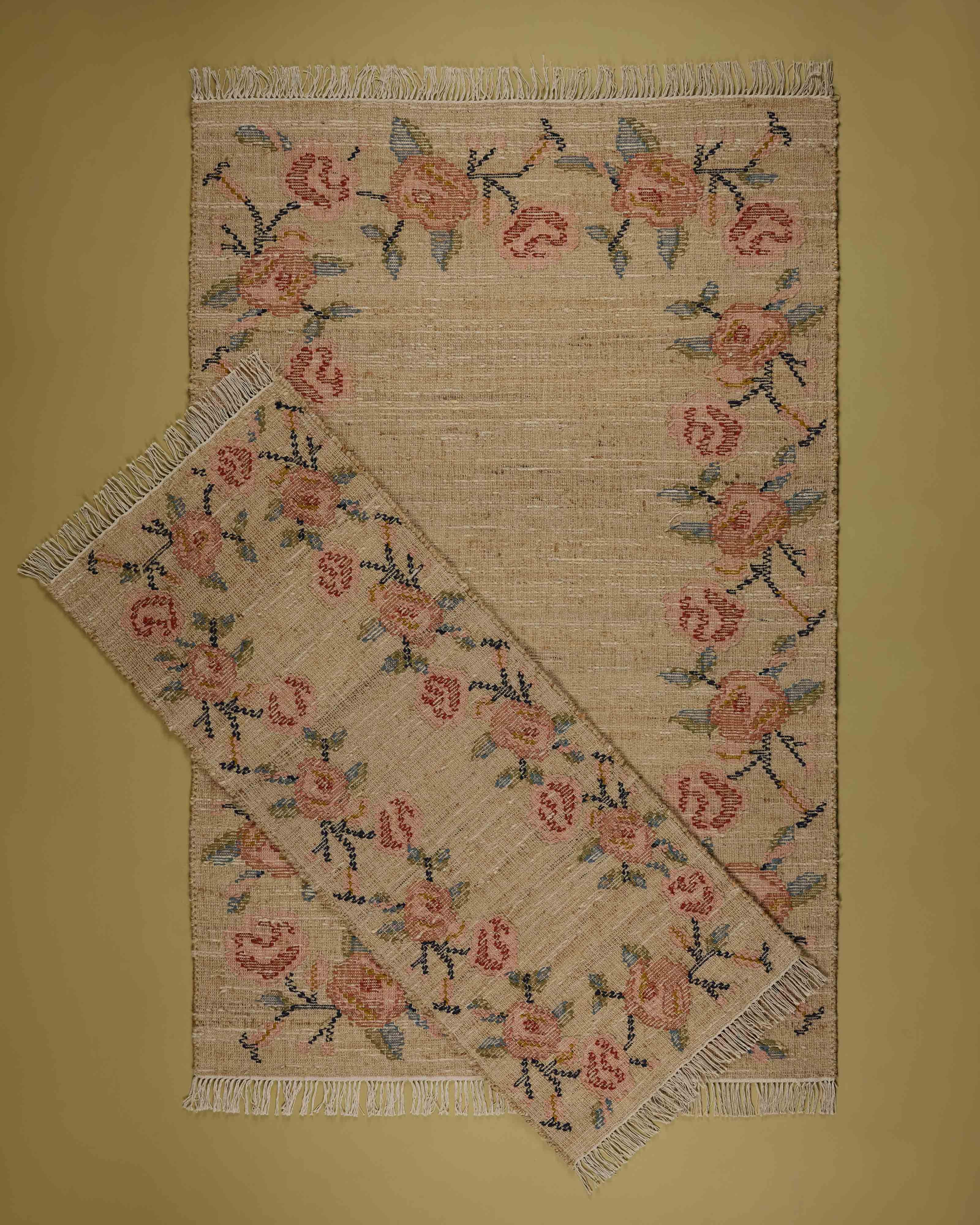 Nightingale Jute and Wool Punja Kelim Rug - 152cm x 244cm -  Taupe