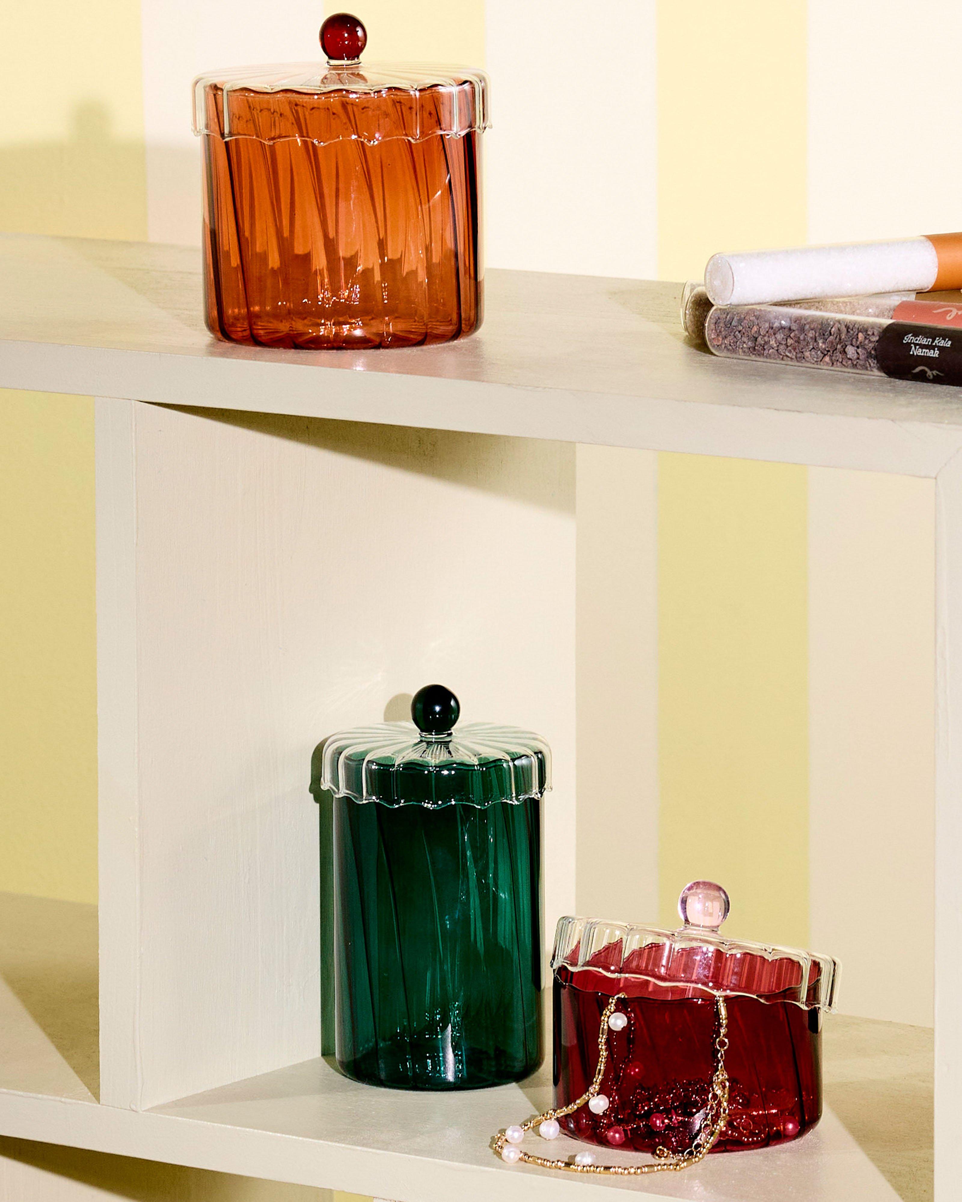 Swirl Mid Glass Jar -  Rust