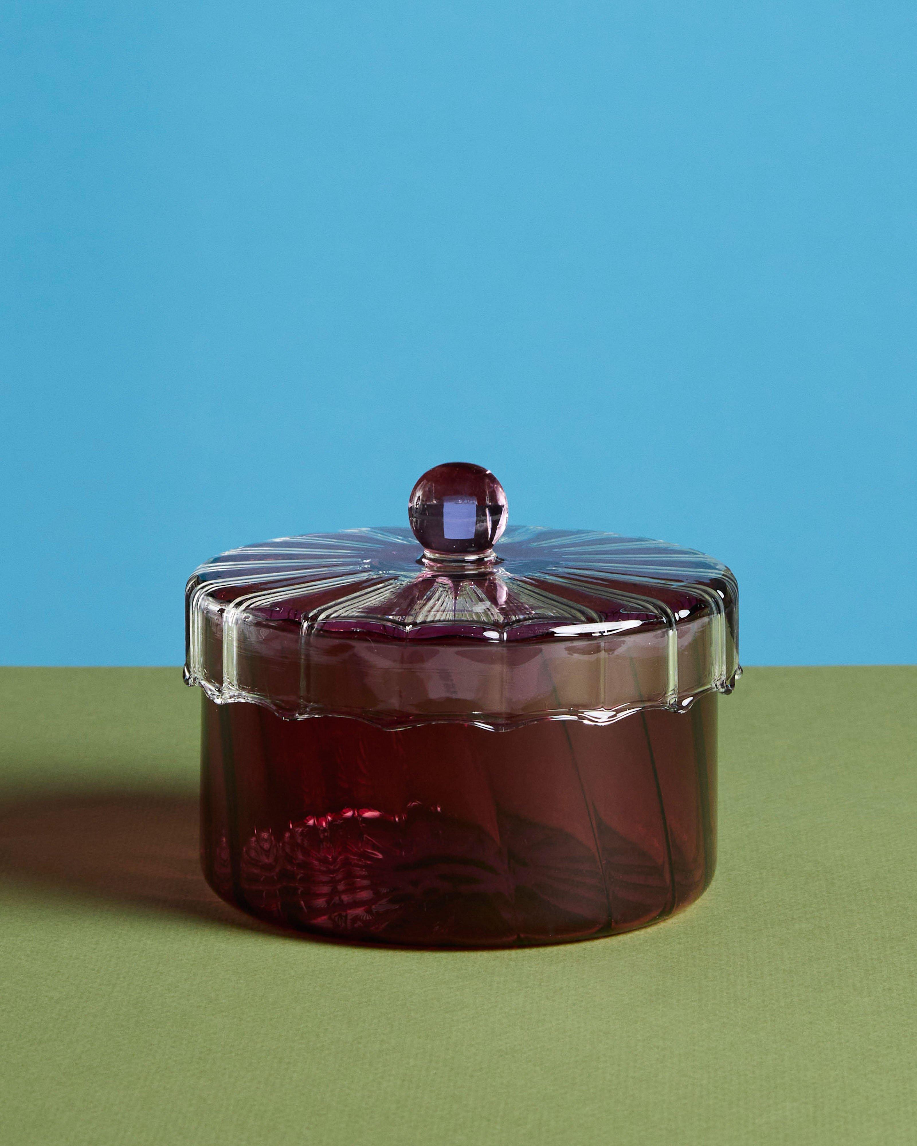 Swirl Short Glass Jar -  Pink