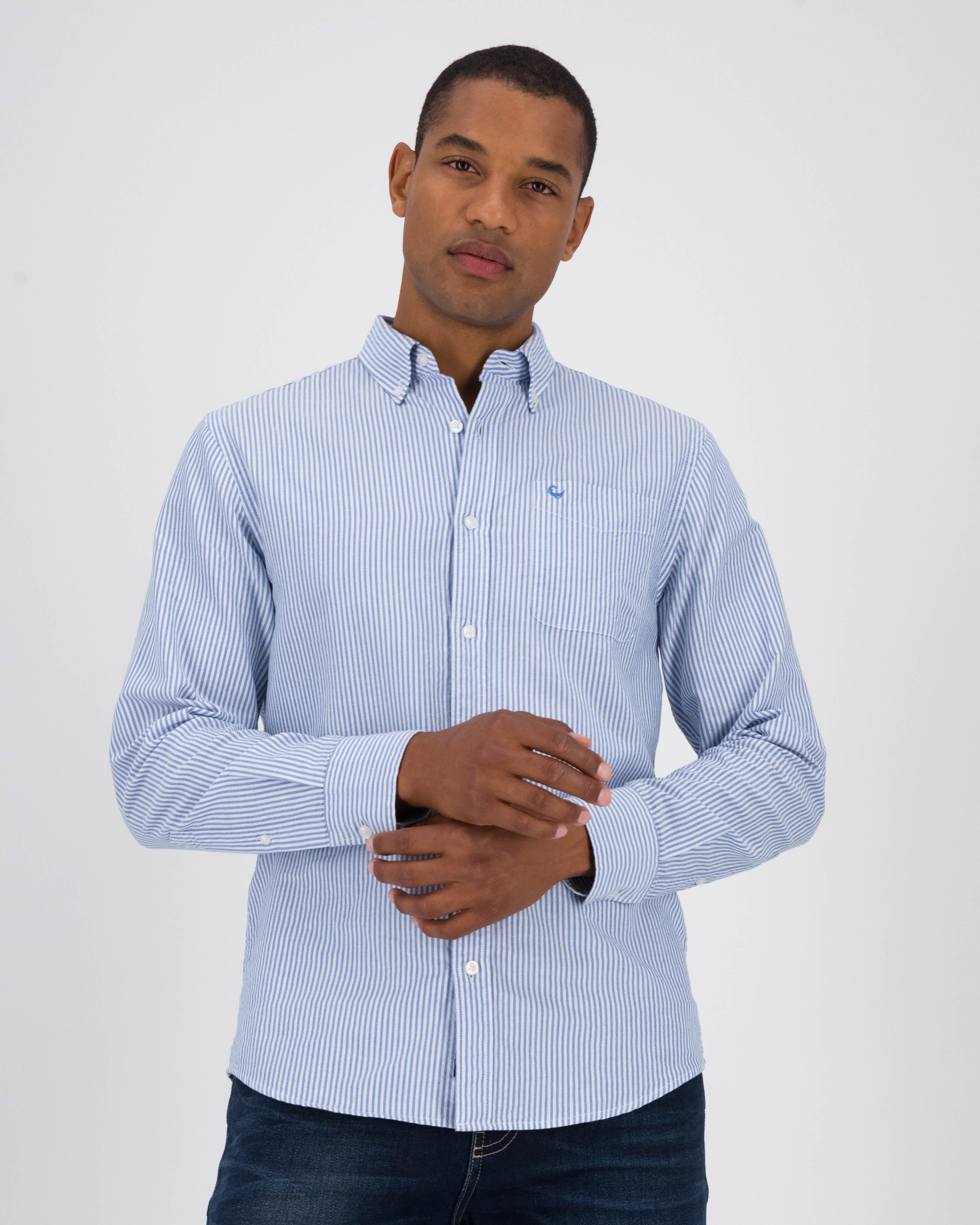 Men's William Striped Oxford Shirt  -  Blue