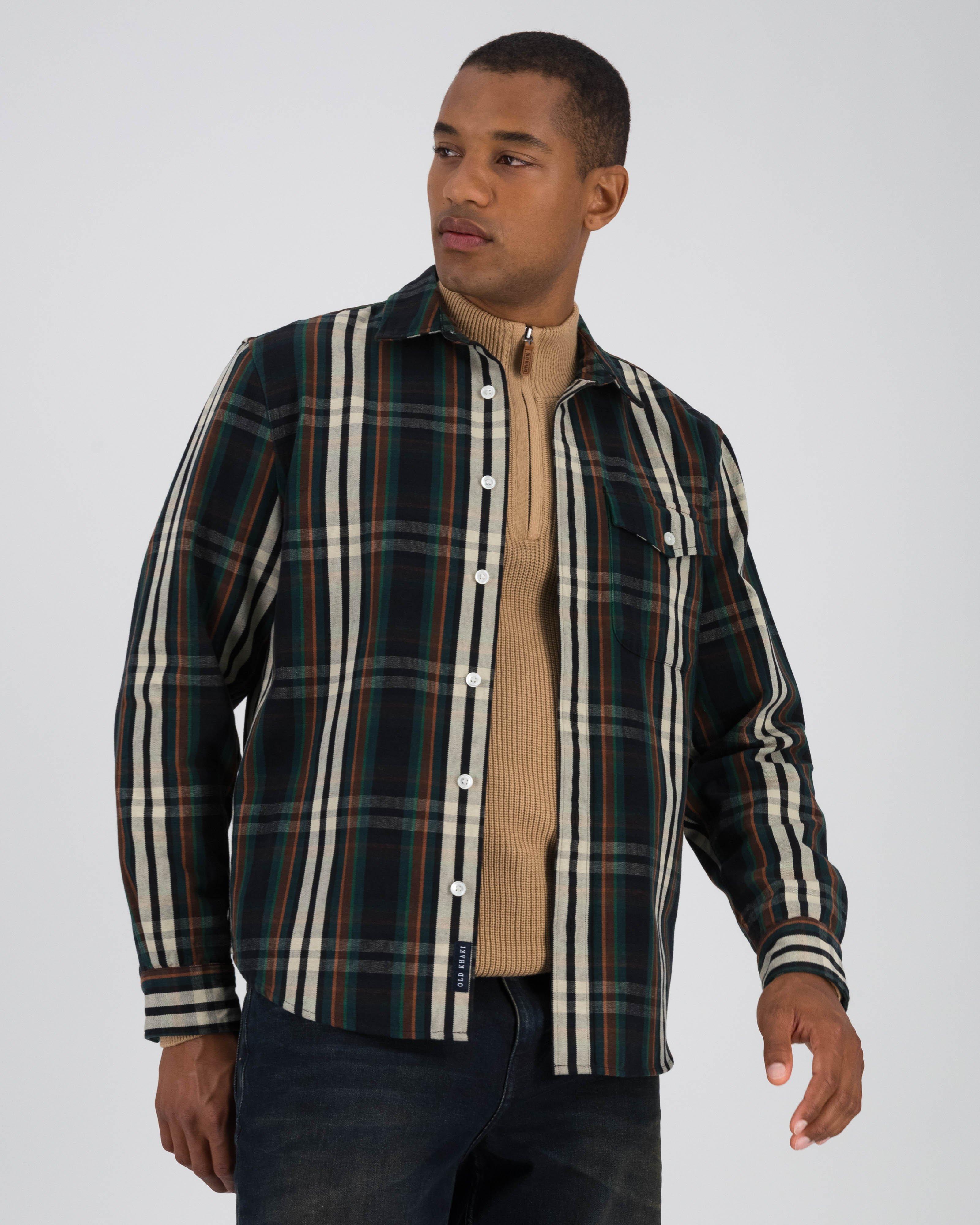 Men's Fred Checked Overshirt  -  Navy