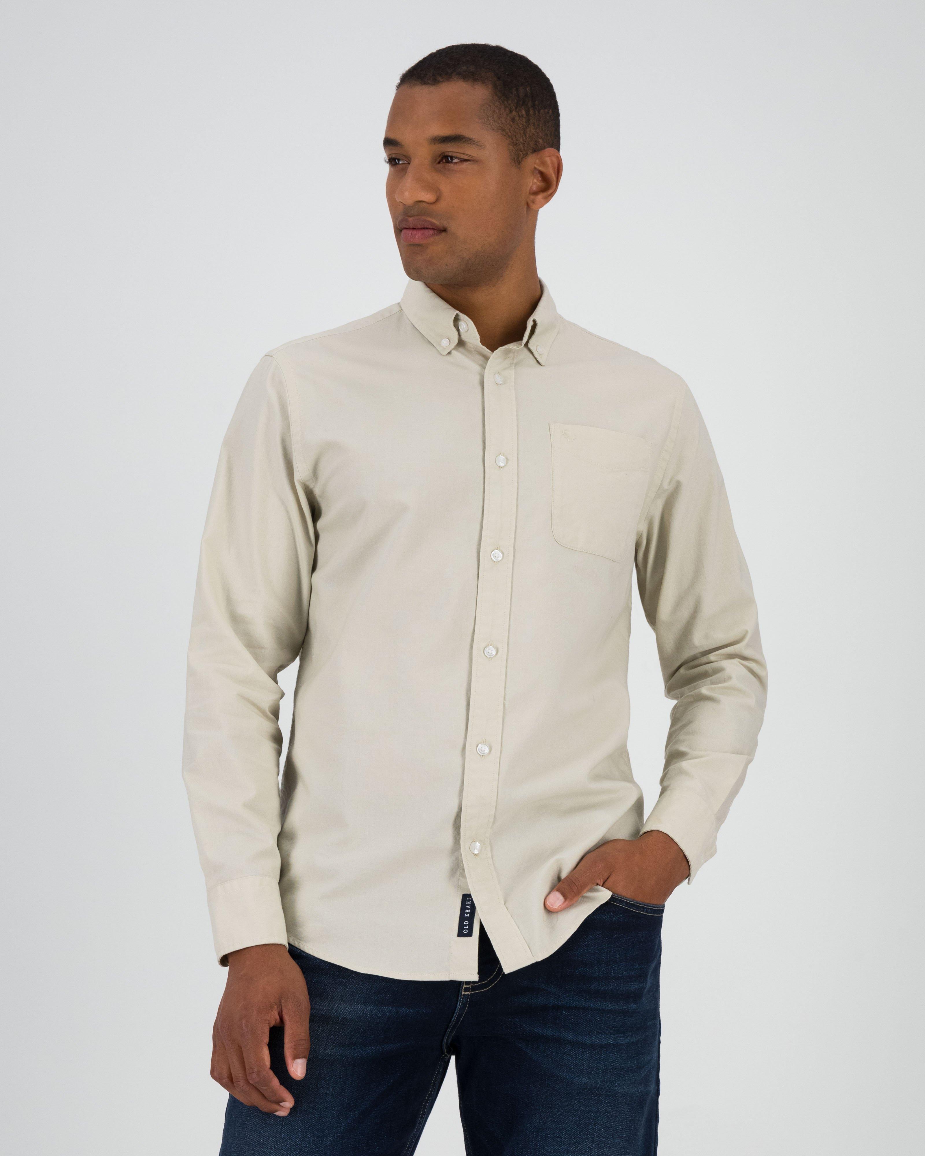 Old Khaki Men’s William Oxford Shirt -  Stone