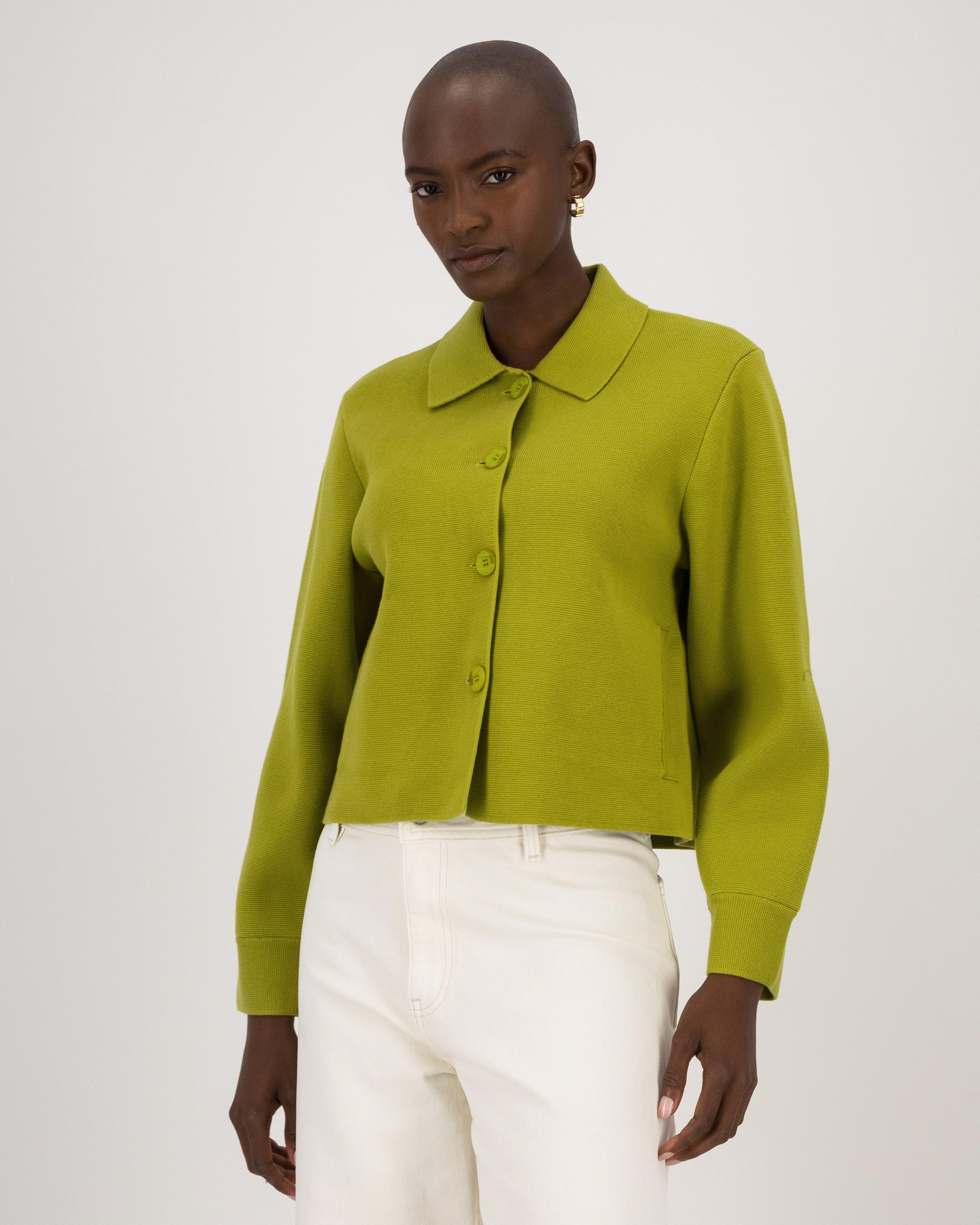 Rue Cropped Knitwear Jacket -  Green
