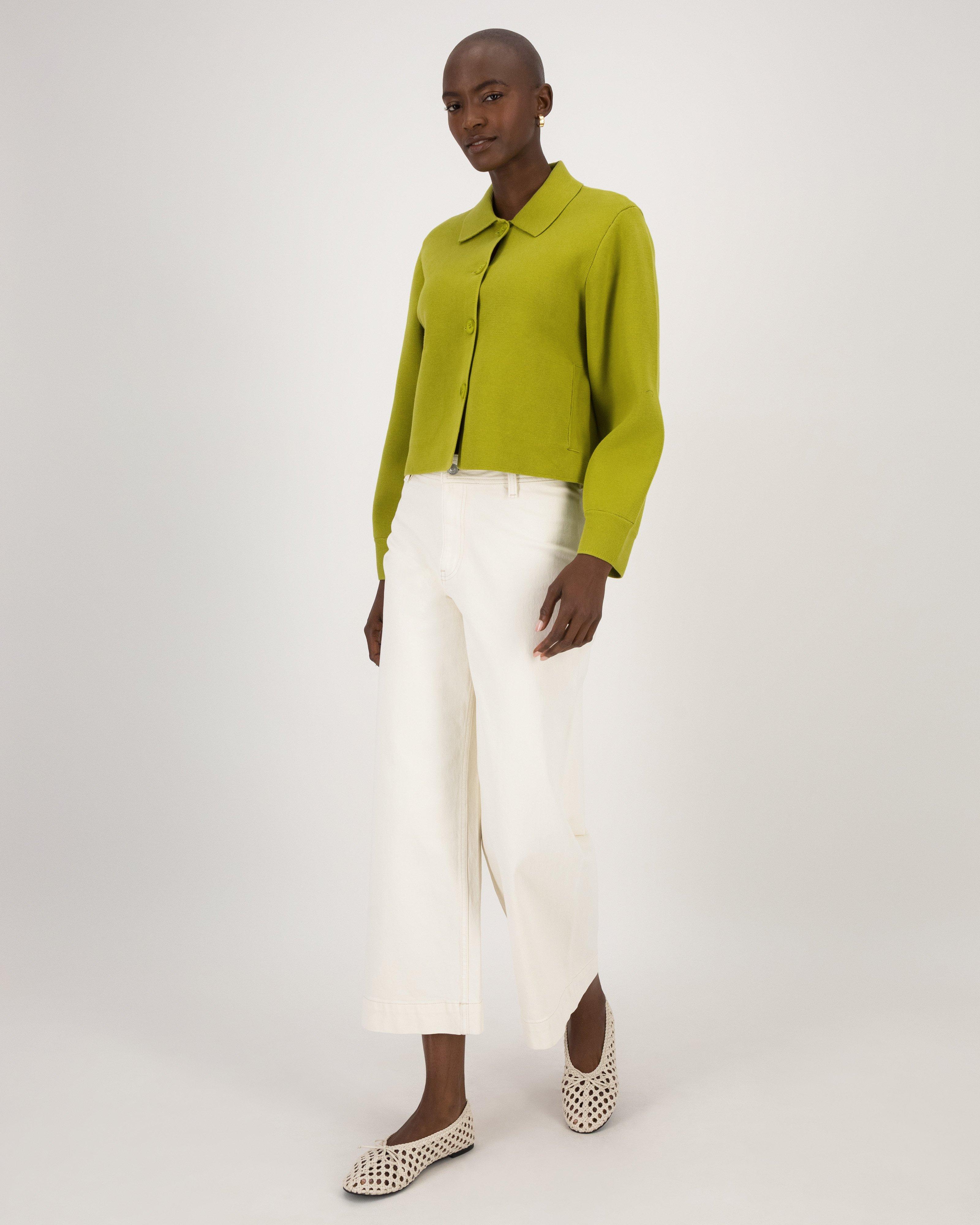 Rue Cropped Knitwear Jacket -  Green
