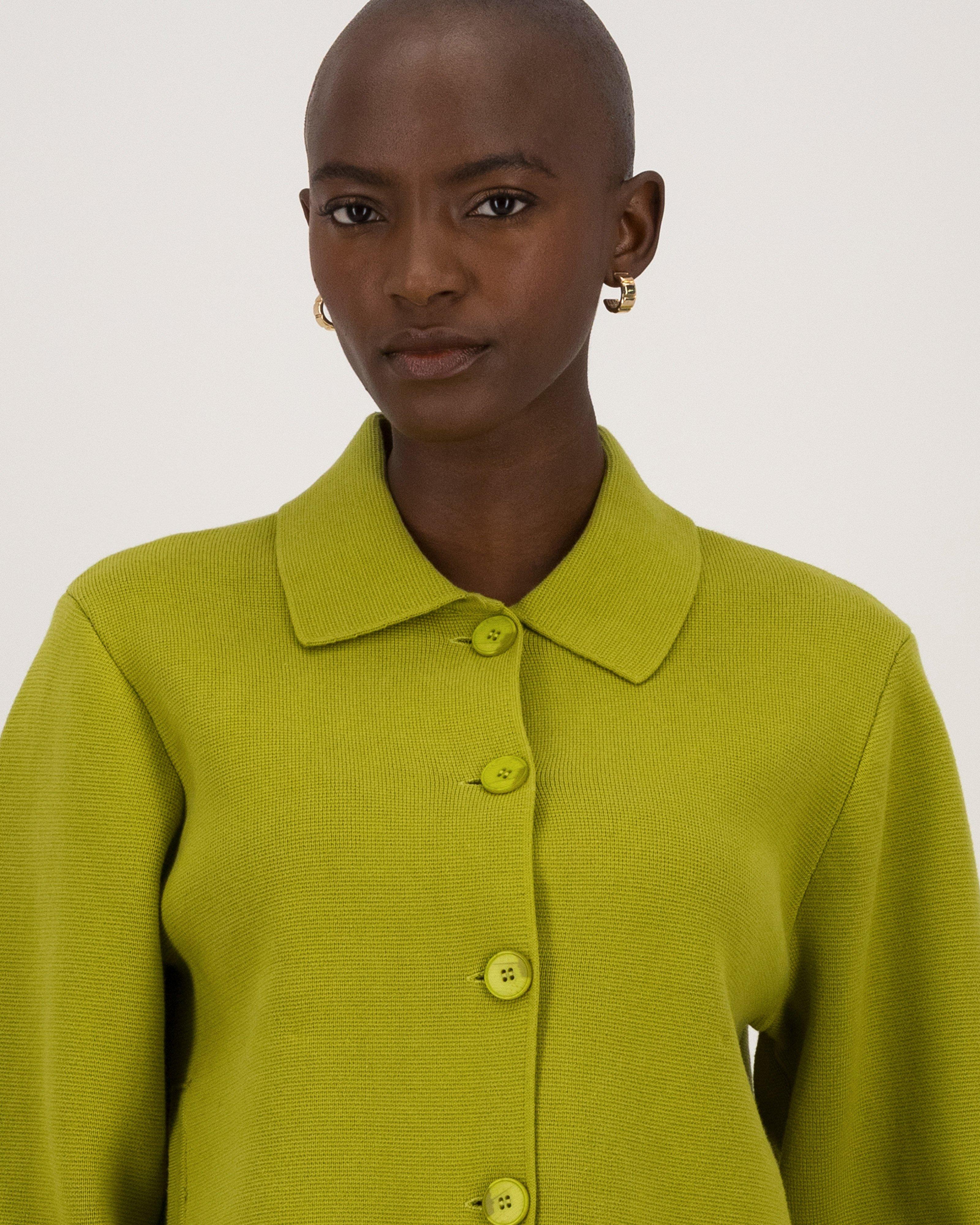 Rue Cropped Knitwear Jacket -  Green