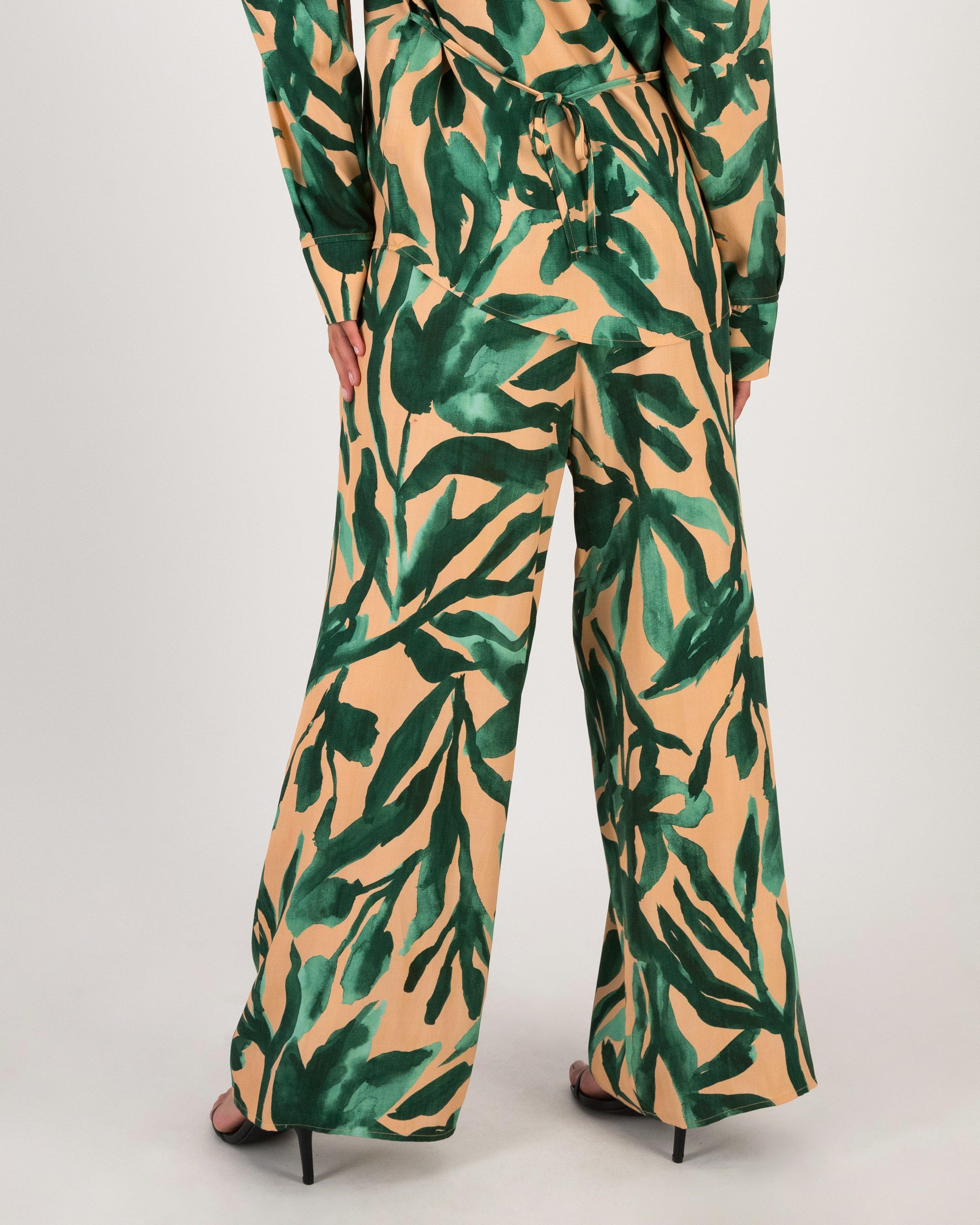 Aila Printed Pant -  Green