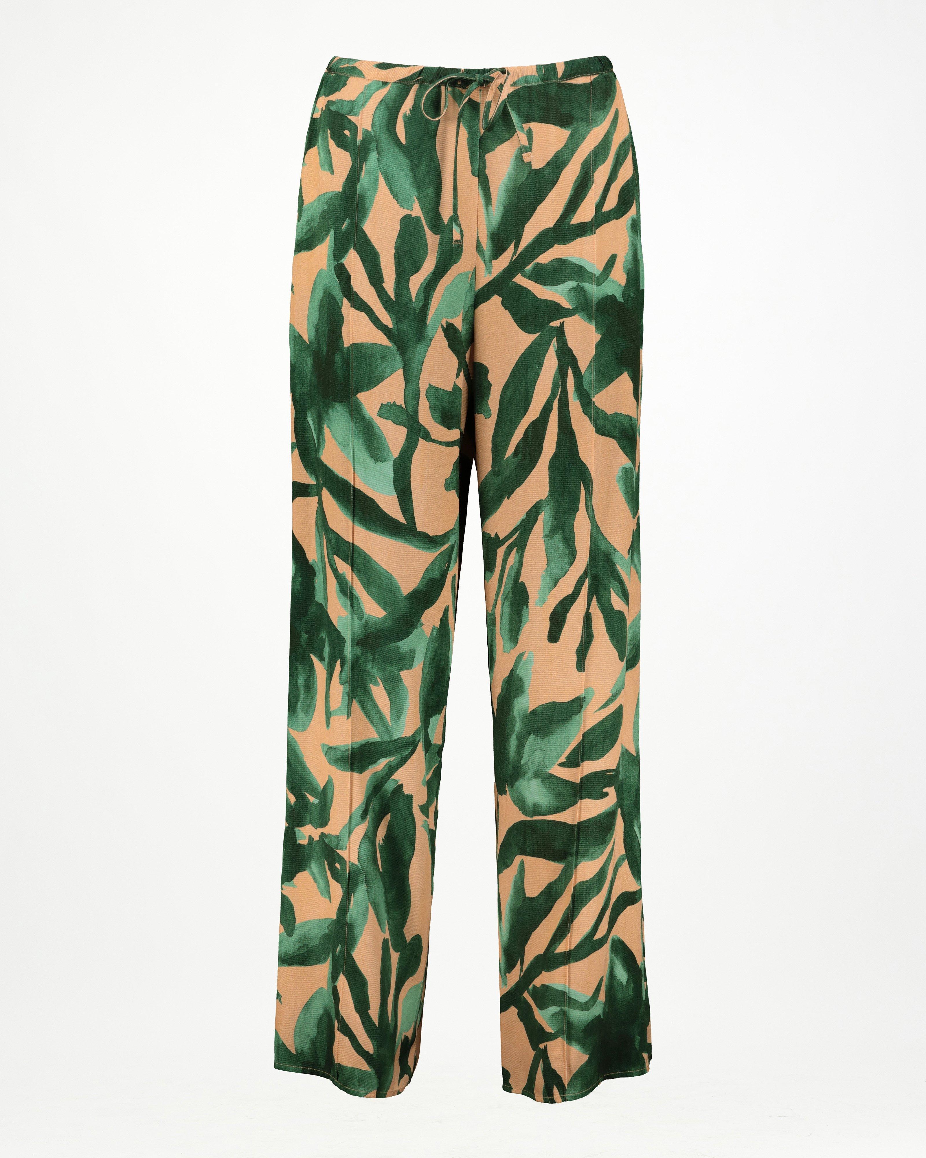 Aila Printed Pant -  Green