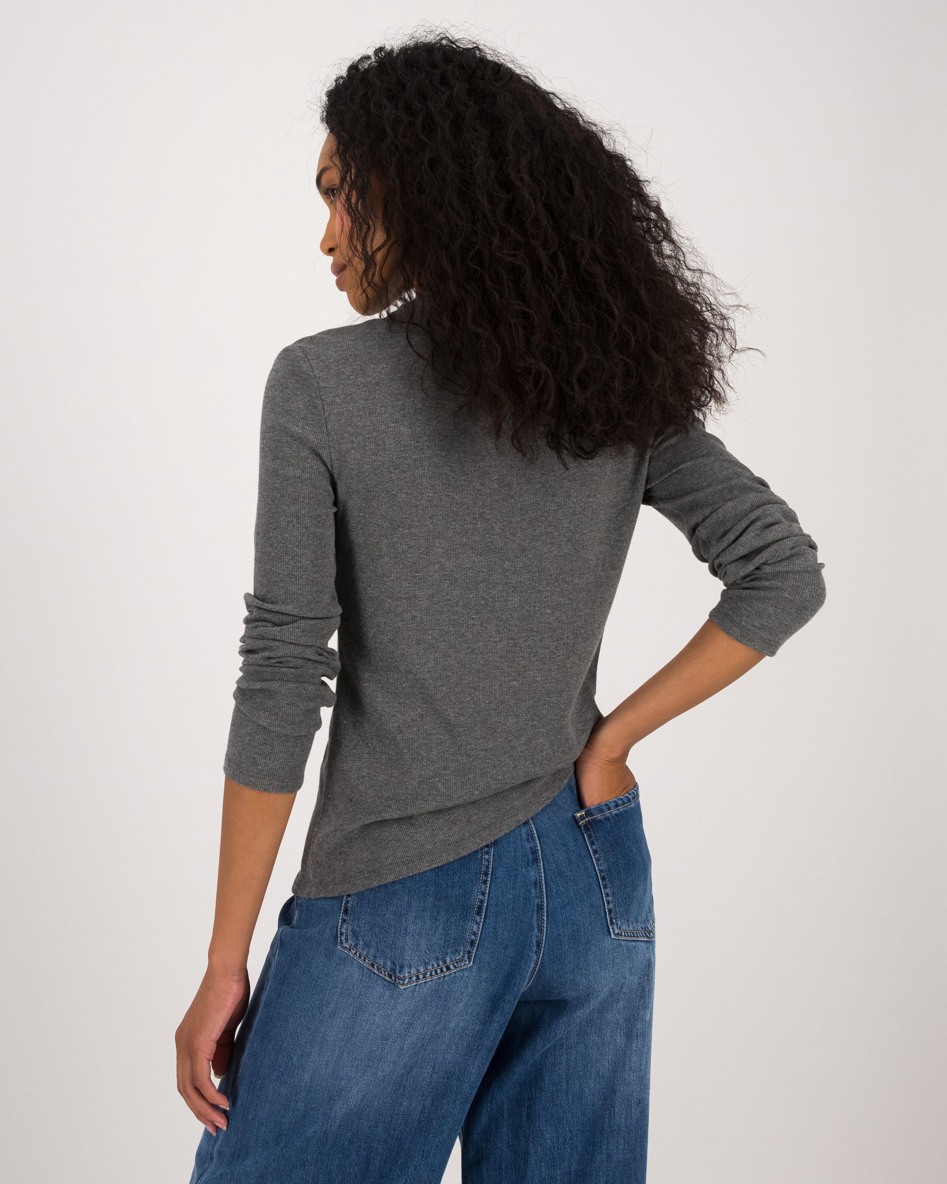 Torie Long Sleeve Knit Top -  Charcoal