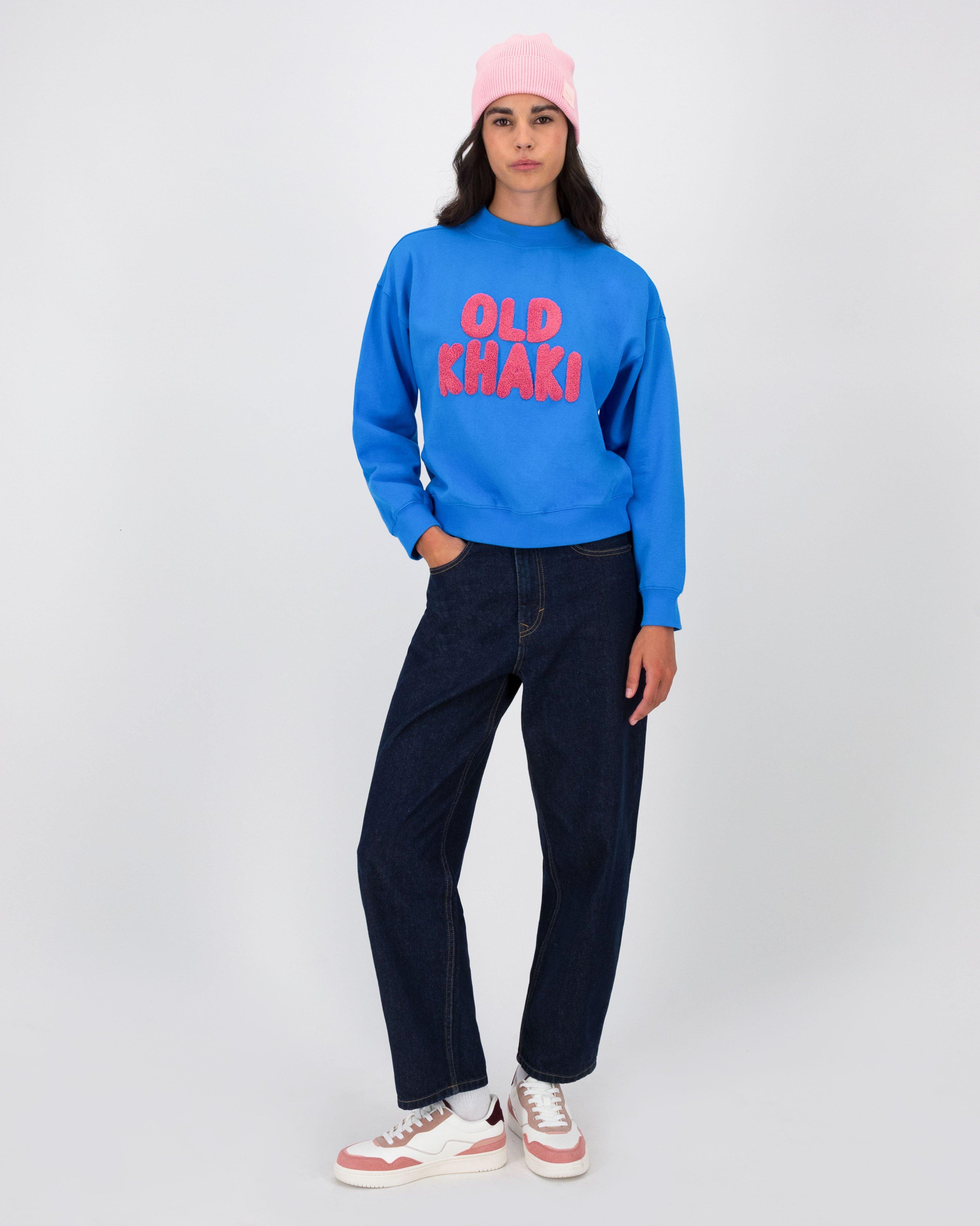 Old Khaki Women’s Chelsea Branded Sweat Top  -  Mid Blue