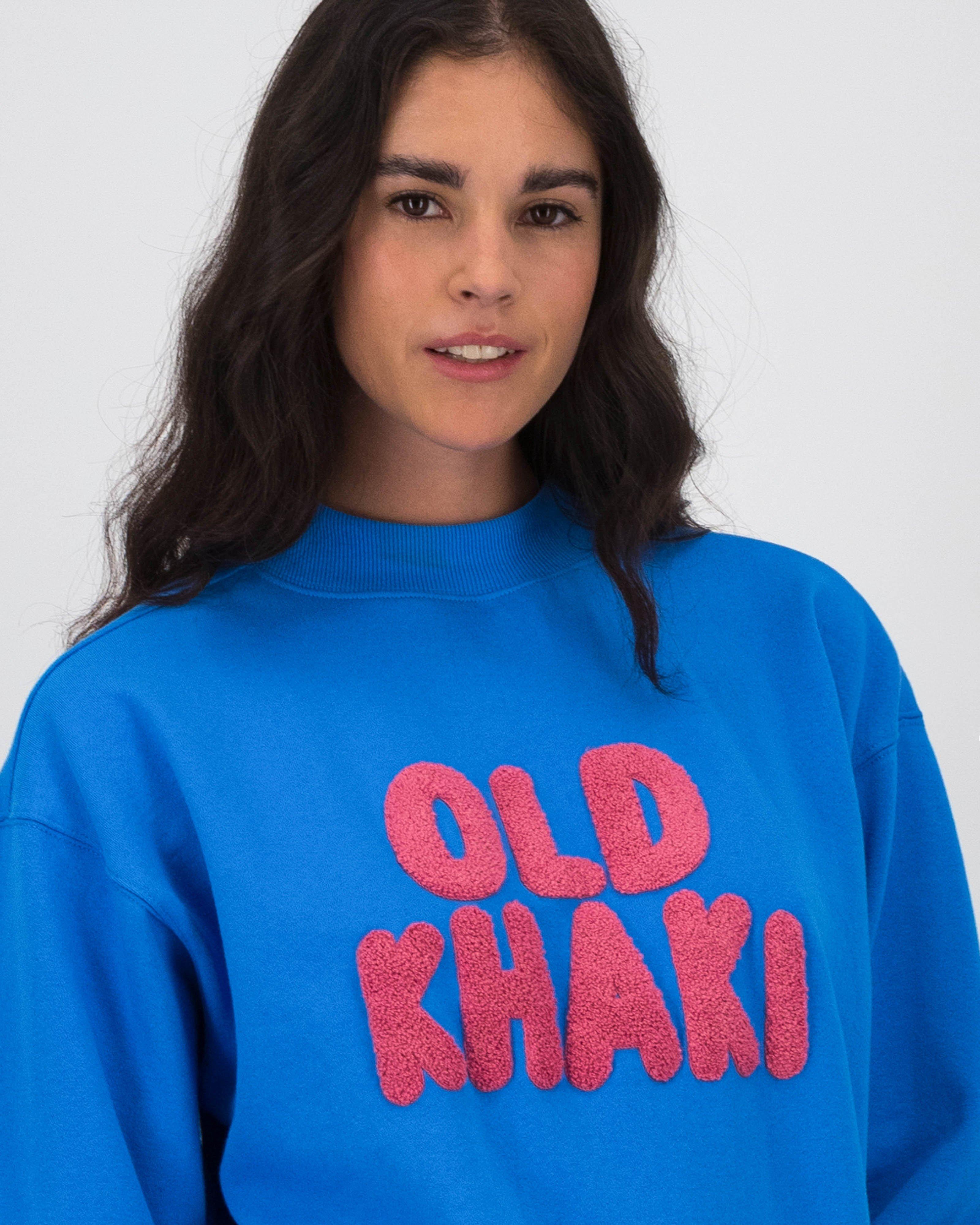 Old Khaki Women’s Chelsea Branded Sweat Top  -  Mid Blue