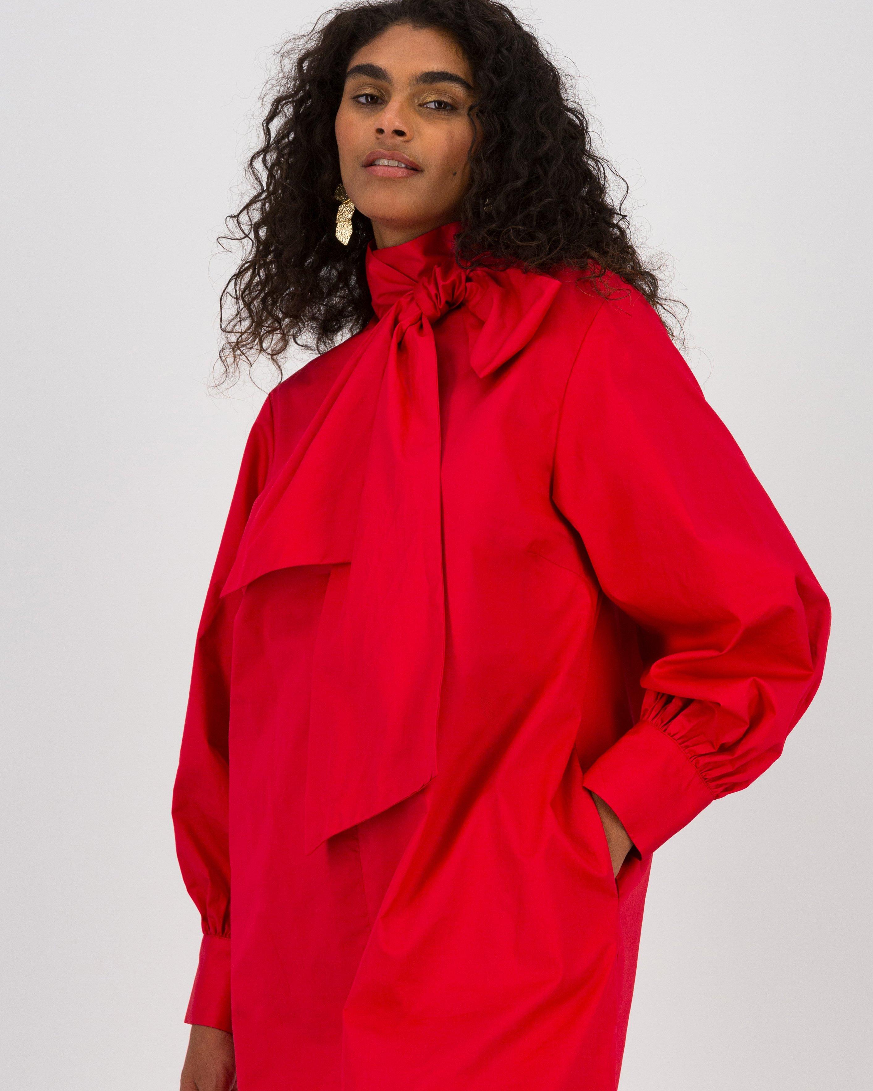 Leslie Kitty Bow Dress -  Red