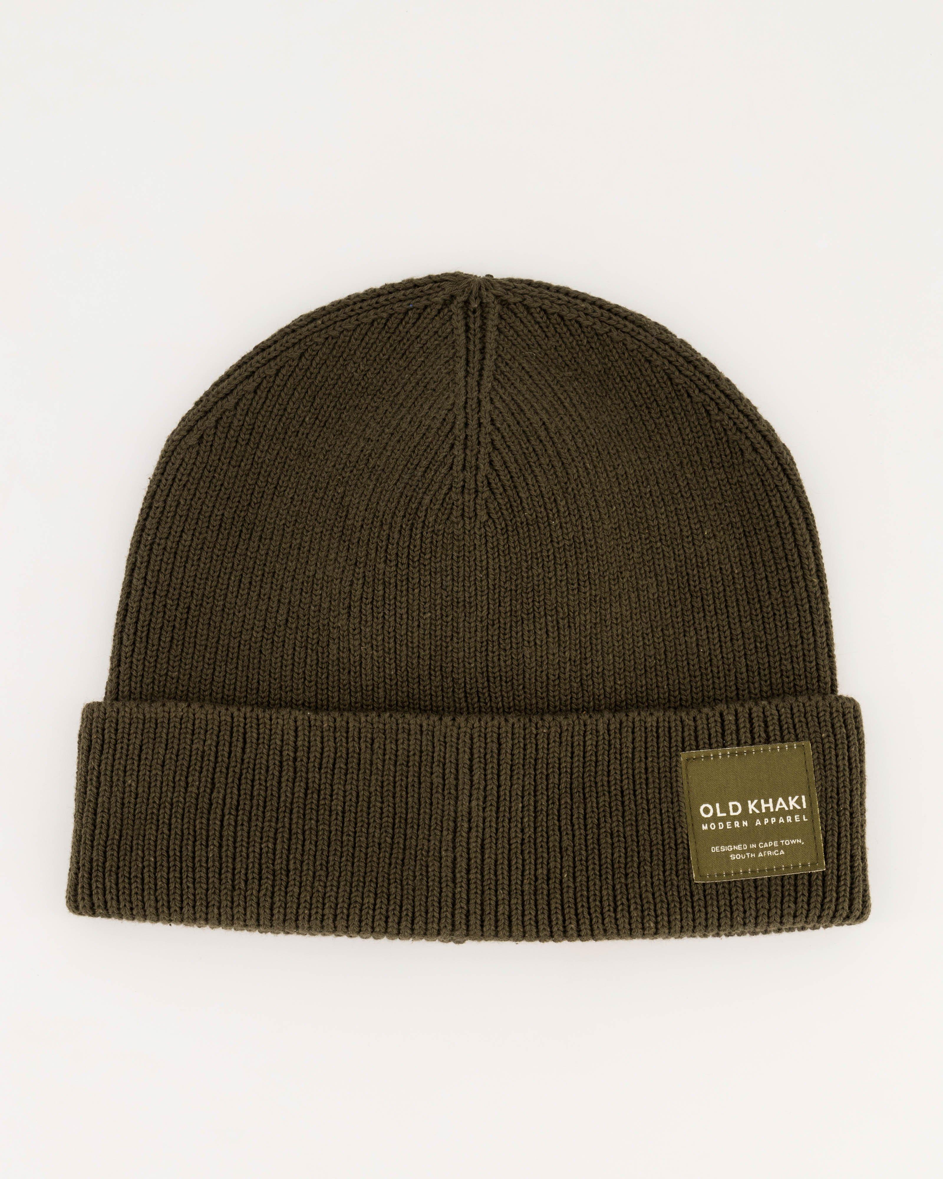 Old Khaki Stark Fine Rib Cotton Beanie  -  Olive