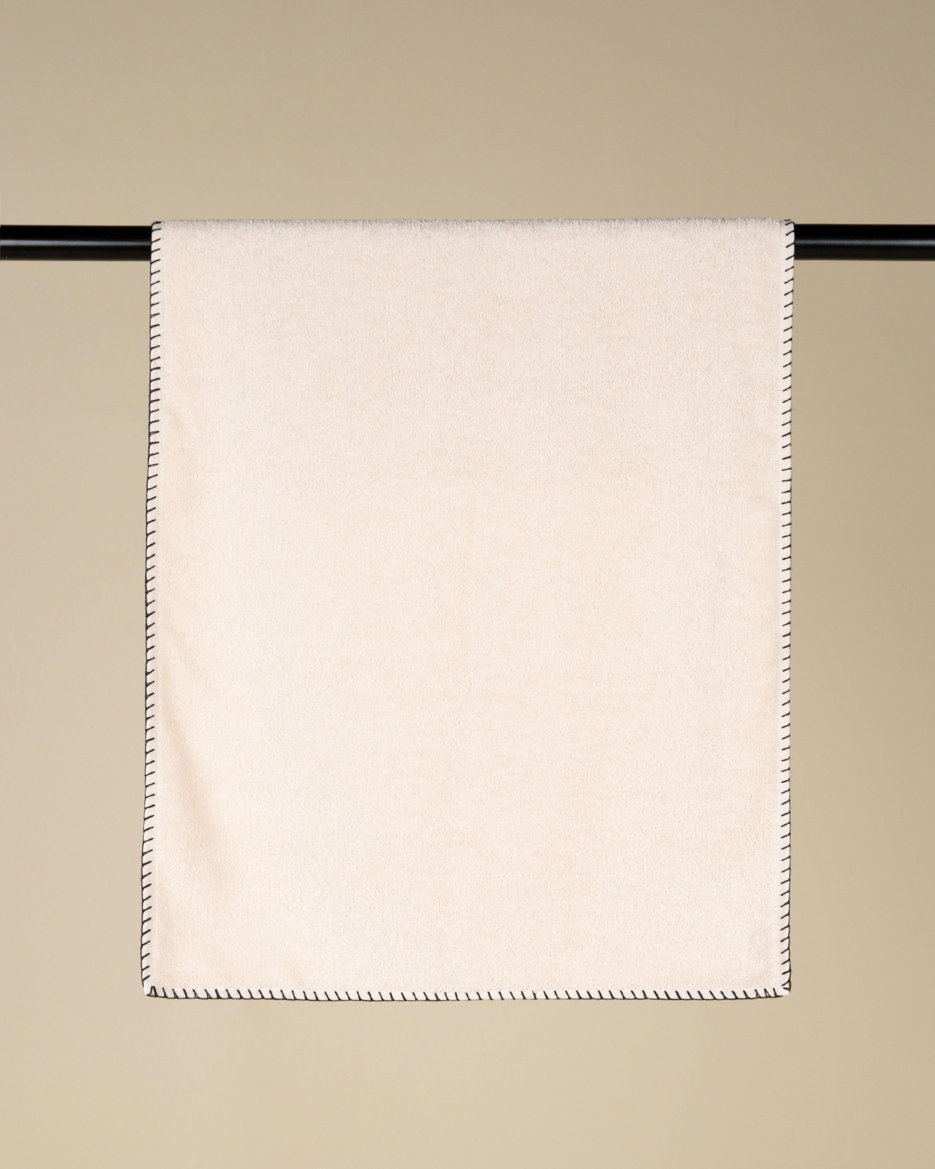 Layla Blanket Stitch Hand Towel - 50cm x 86cm -  Stone